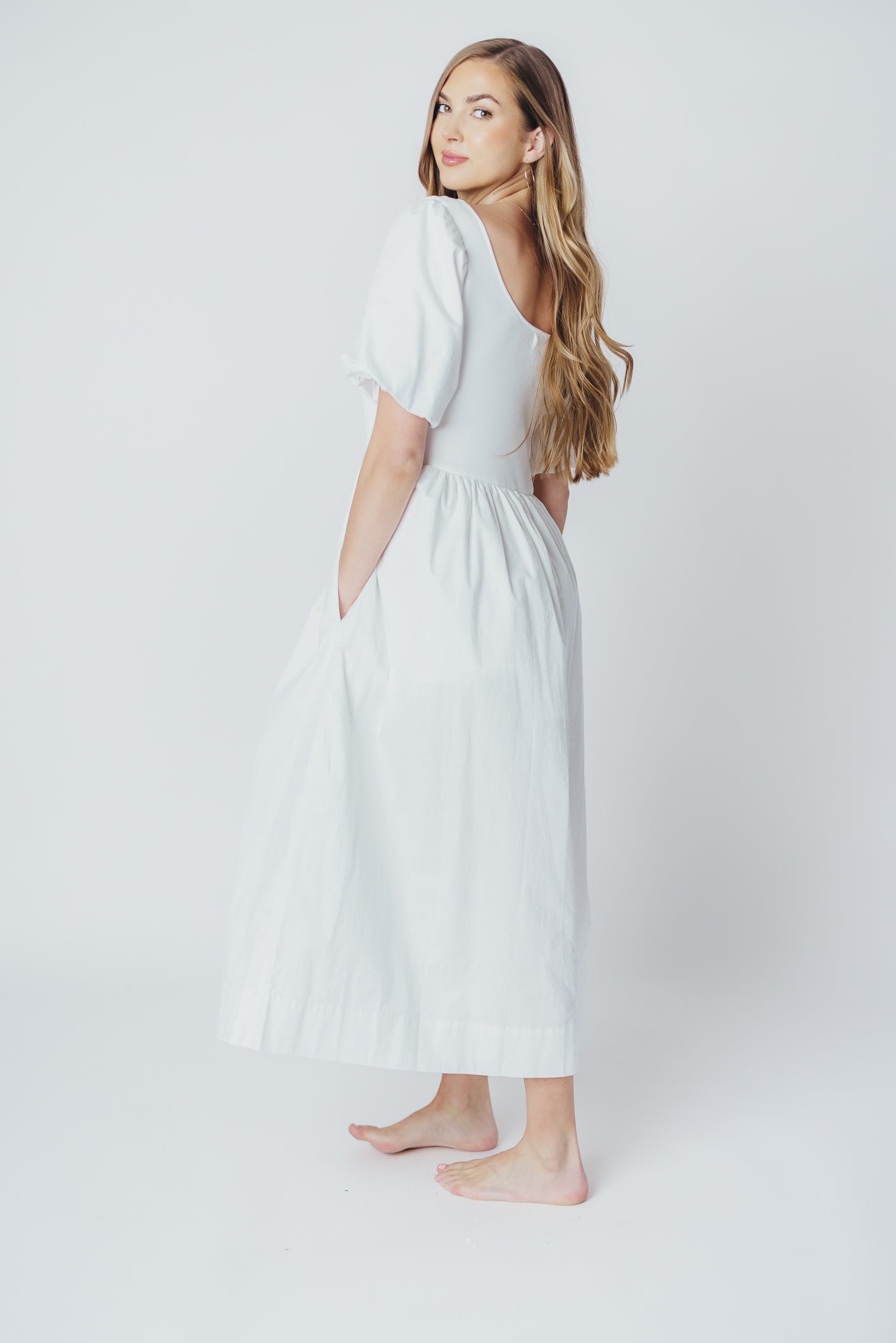 The Premium Alana Midi Dress in White