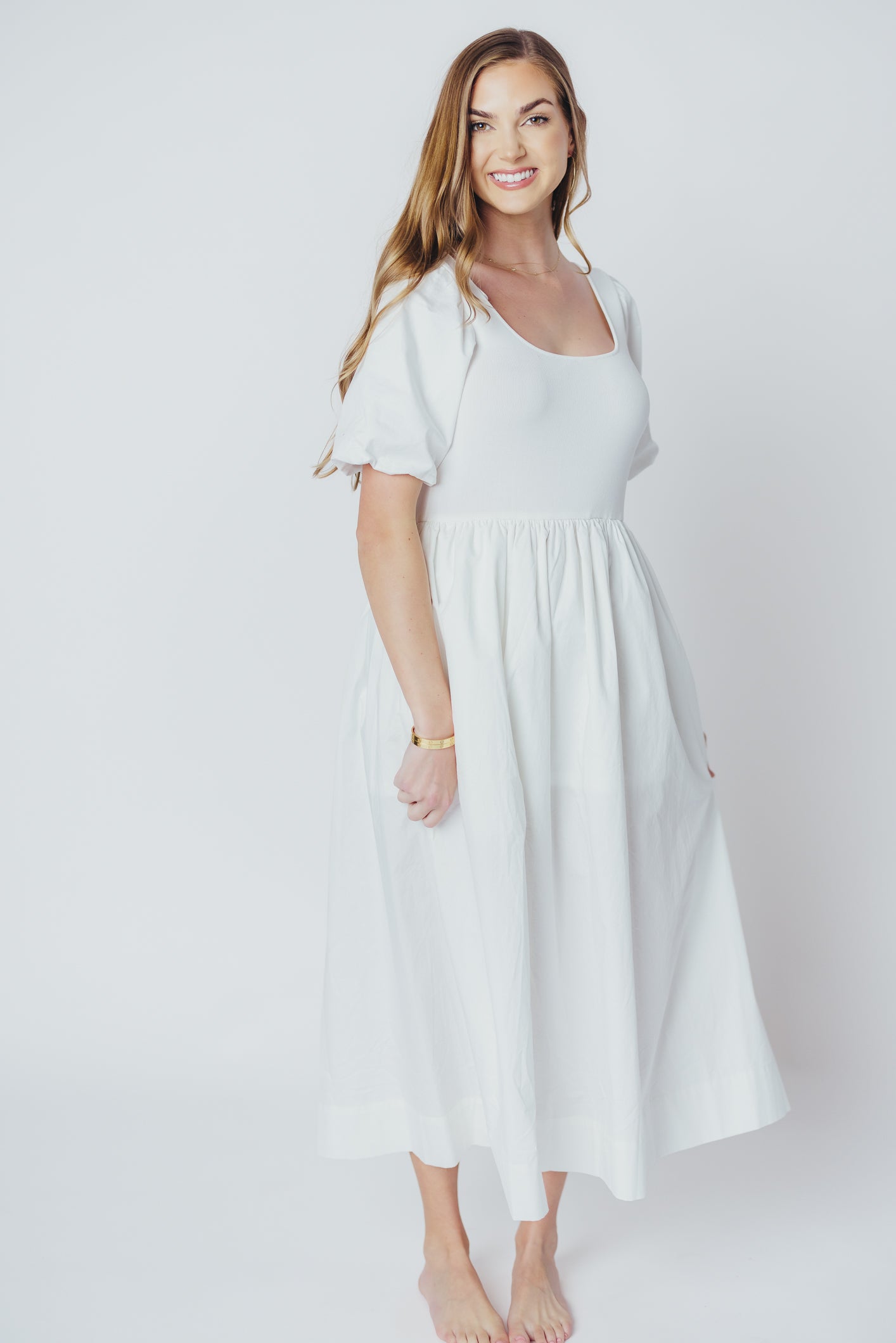 The Premium Alana Midi Dress in White