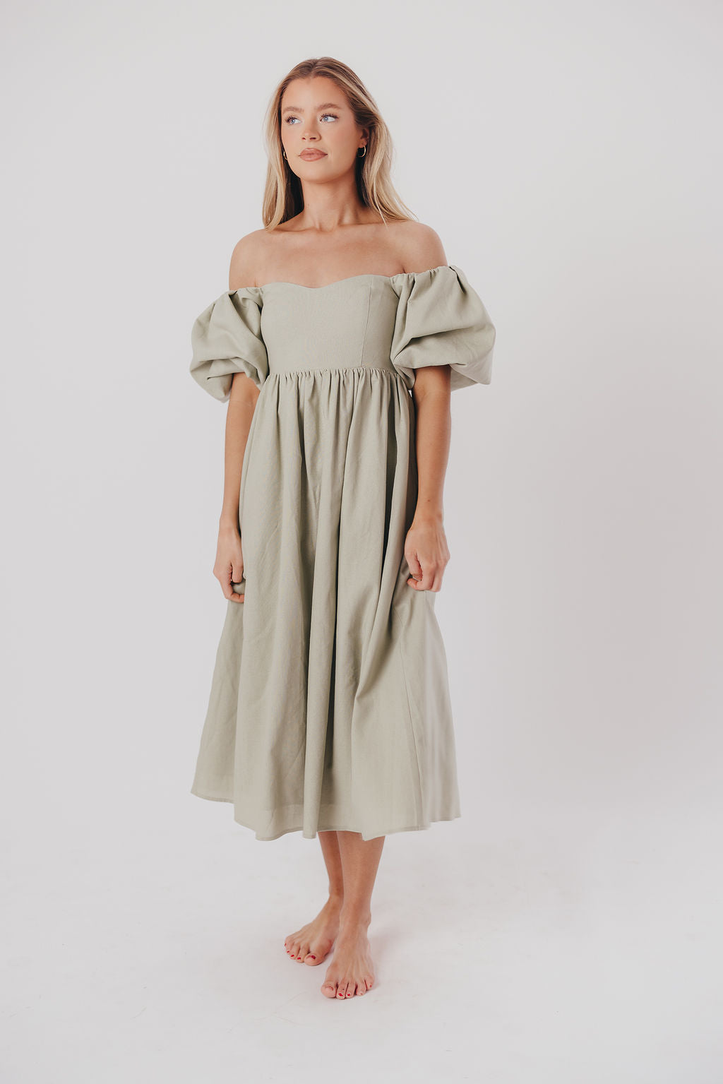 Hamilton Midi Dress in Olive - Bump Friendly (S-XL)