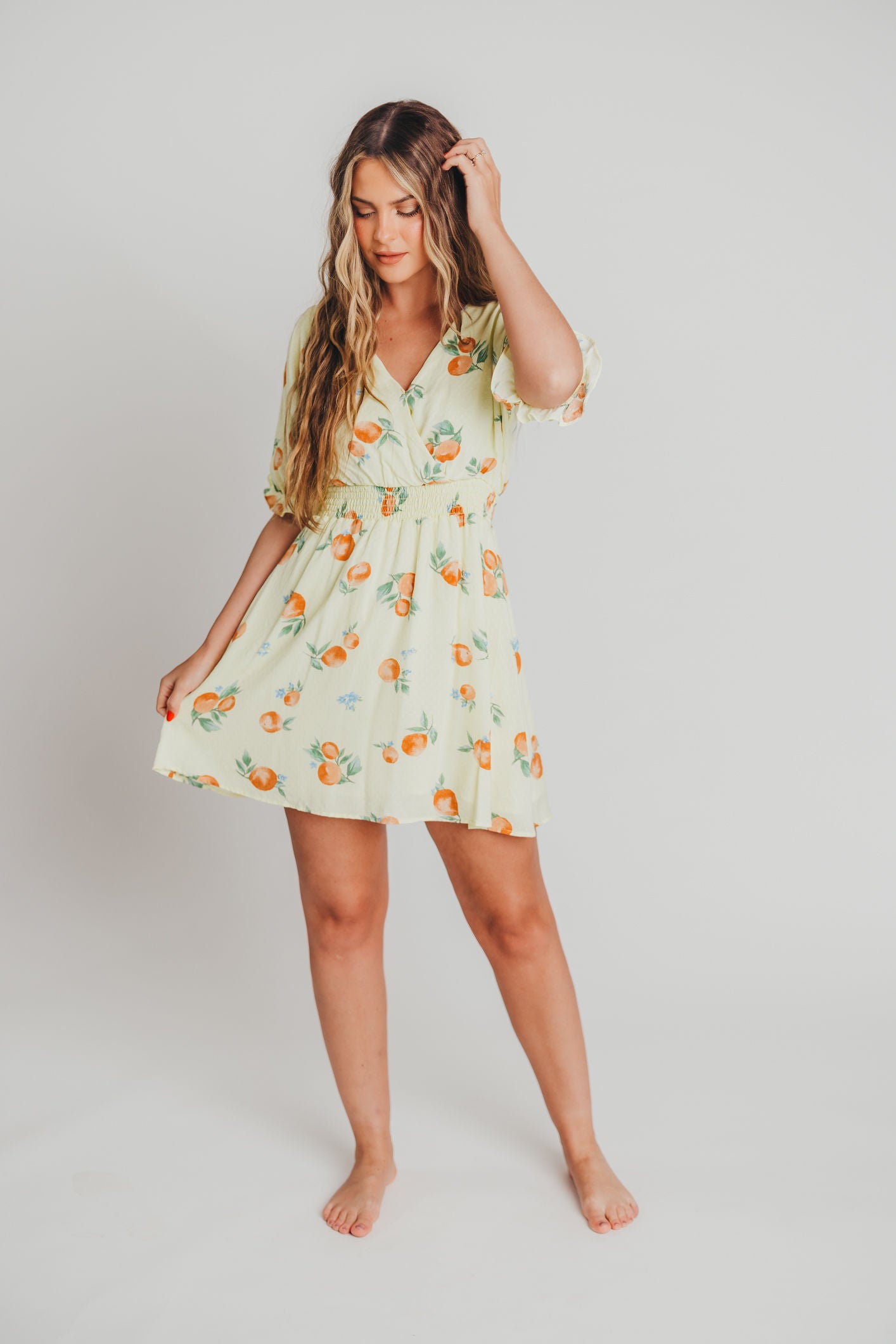 Celine Surplice Mini Dress in Lemon