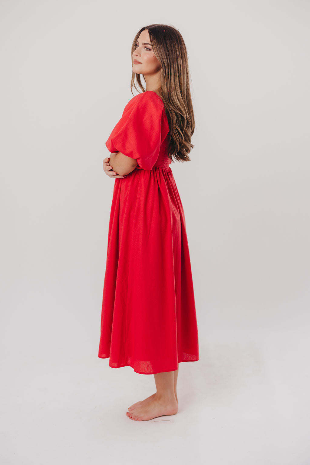 Hamilton Midi Dress in Red - Bump Friendly (S-XL)