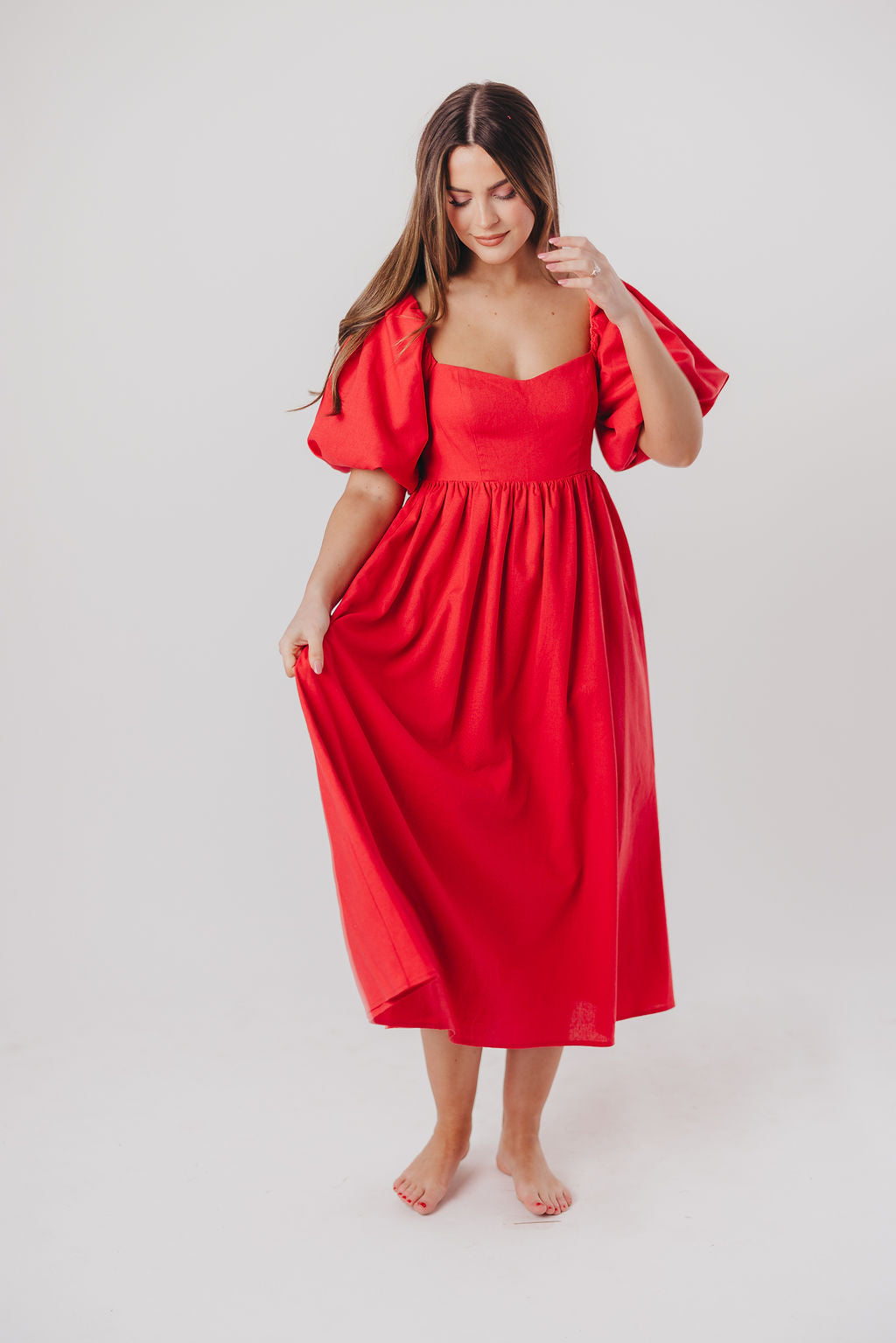 Hamilton Midi Dress in Red - Bump Friendly (S-XL)
