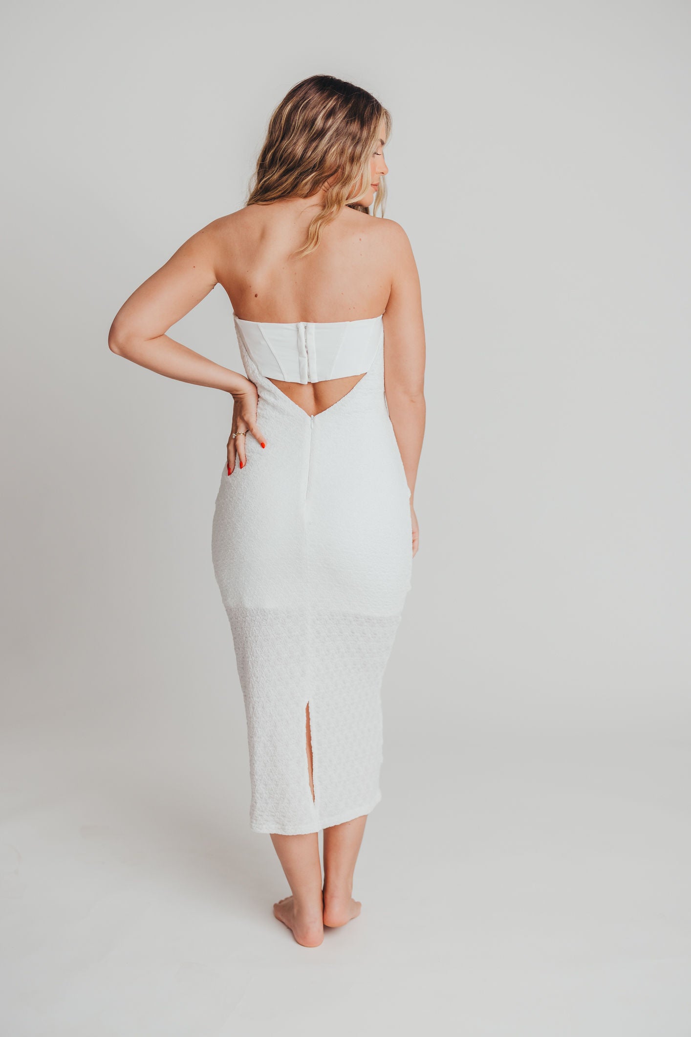Jasmine Tube Dress with Corset Back in White