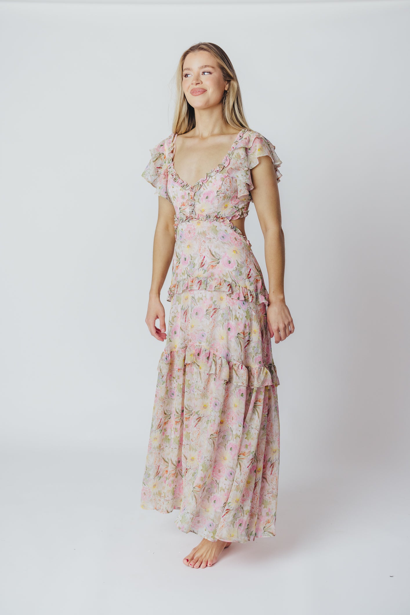 ASTR Millie Maxi Dress in Pink Floral