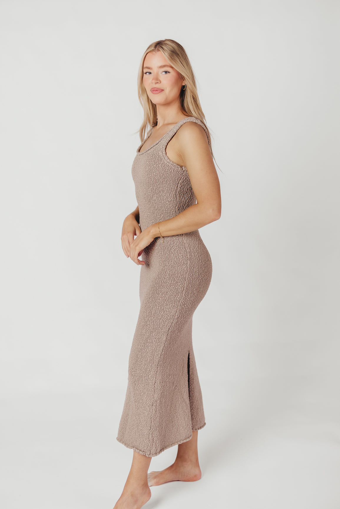 Jaya Cotton Knit Midi Dress in Grey