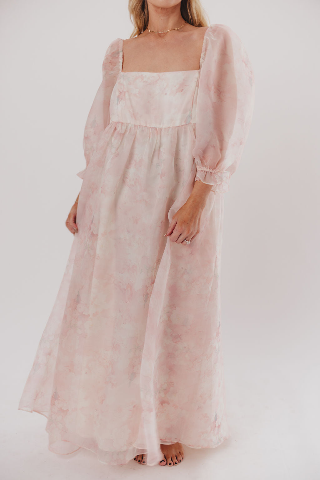 *New* Mona Maxi Dress with Smocking in Pale Pink Floral - Bump Friendly & Inclusive Sizing (S-3XL)