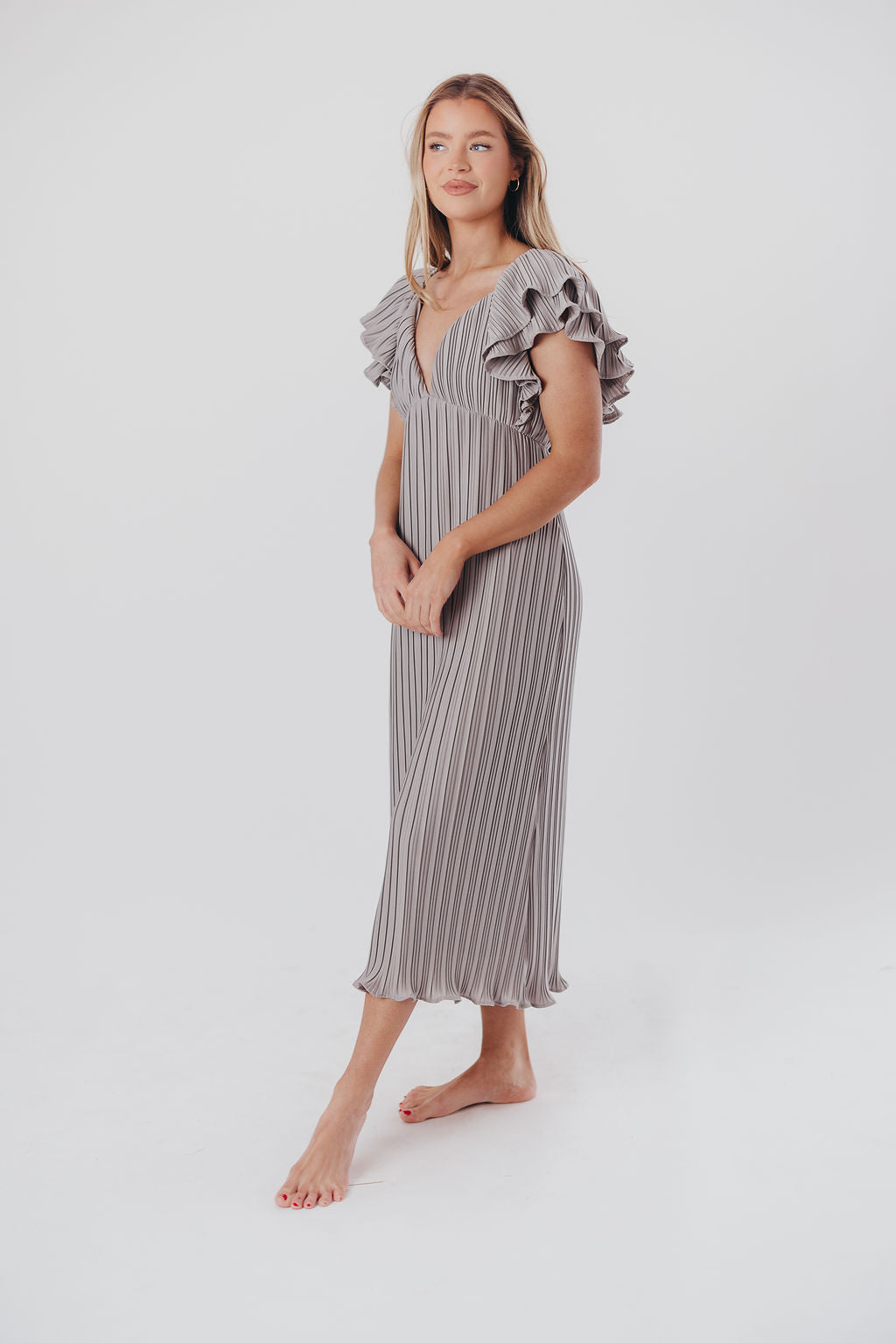 Lucky Charm Midi Dress in Grey - Bump Friendly & Inclusive Sizing (S-3XL)