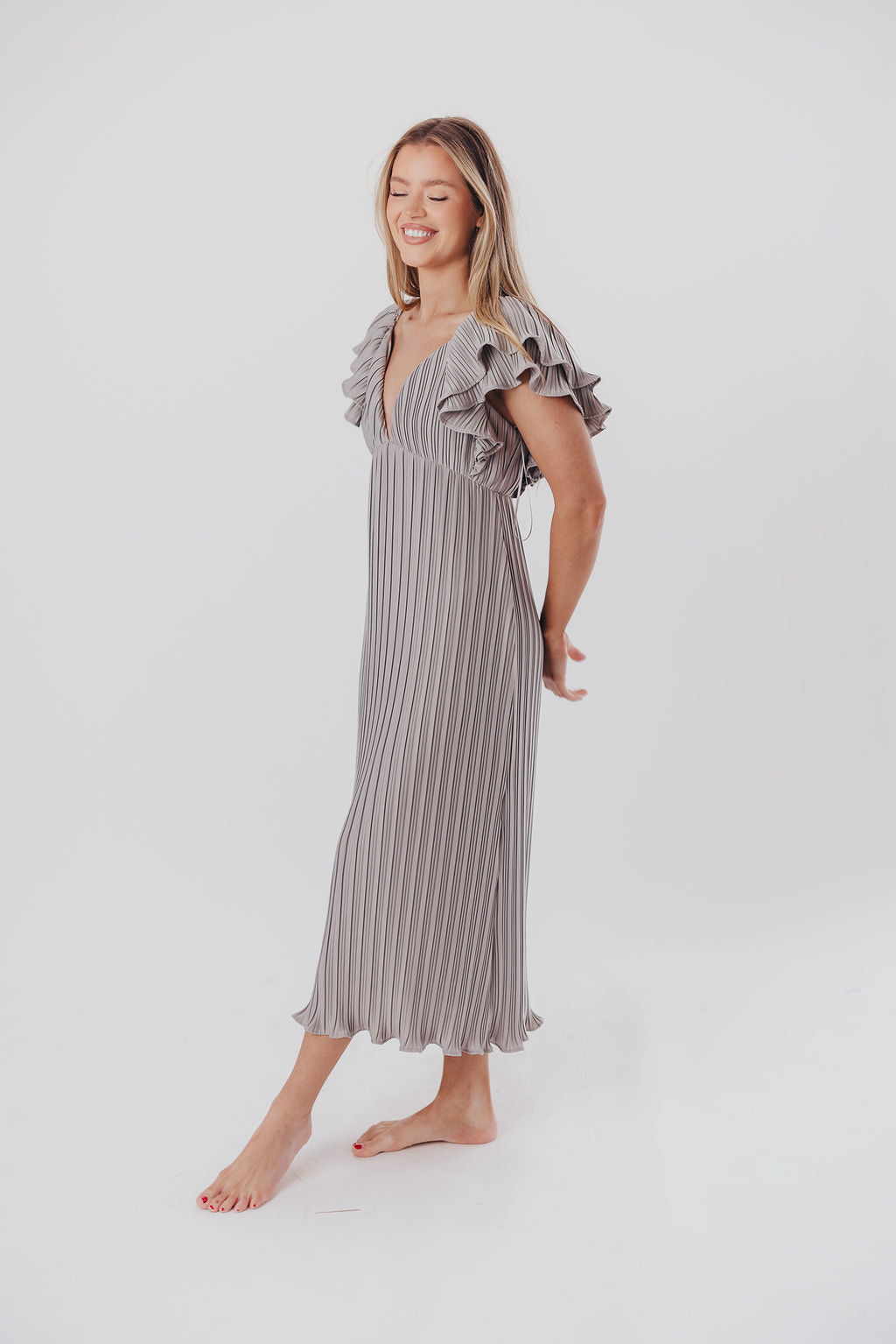 Lucky Charm Midi Dress in Grey - Bump Friendly & Inclusive Sizing (S-3XL)
