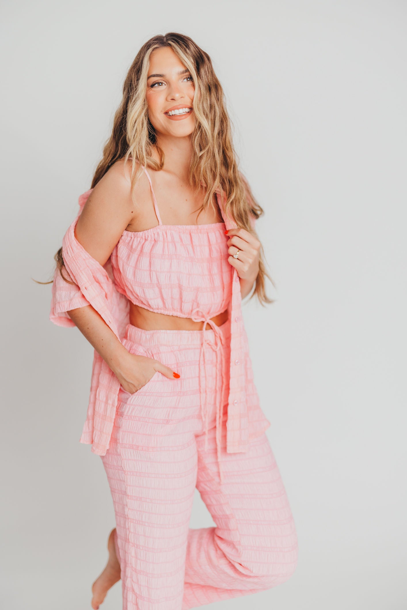 Rowan Cami & Shirt Set in Pink
