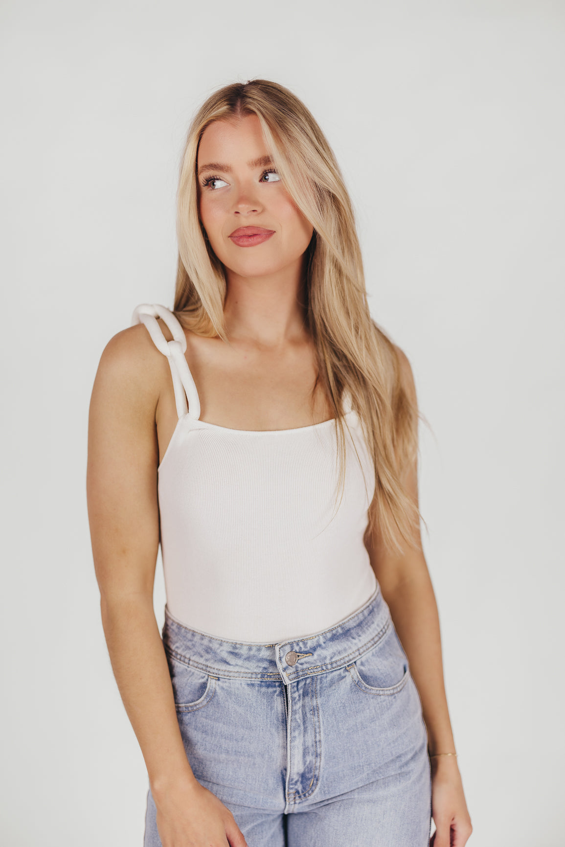 Finley Bodysuit with Chain Straps in Off-White