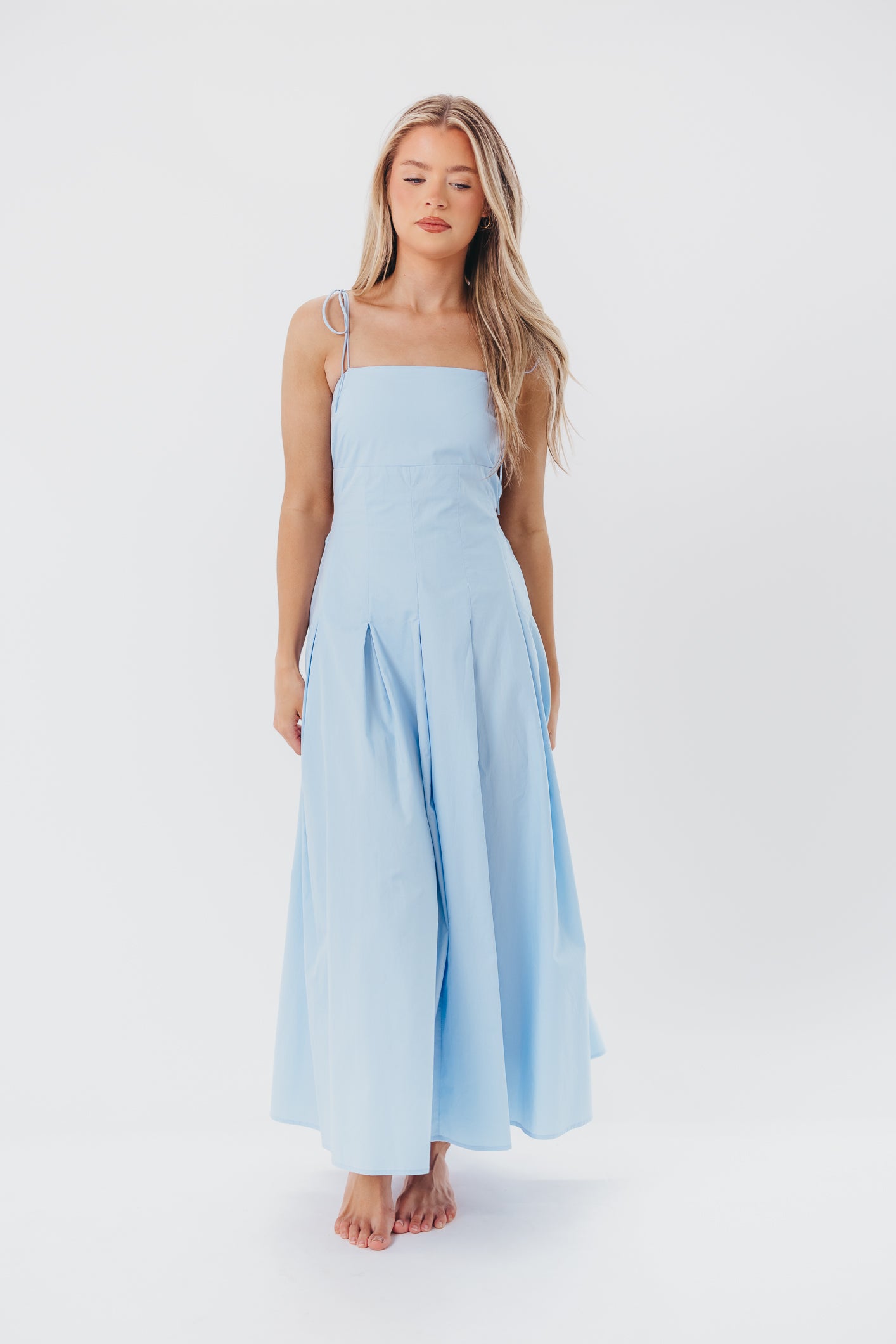 Jasmine Maxi Dress with Bandeau Neckline in Blue