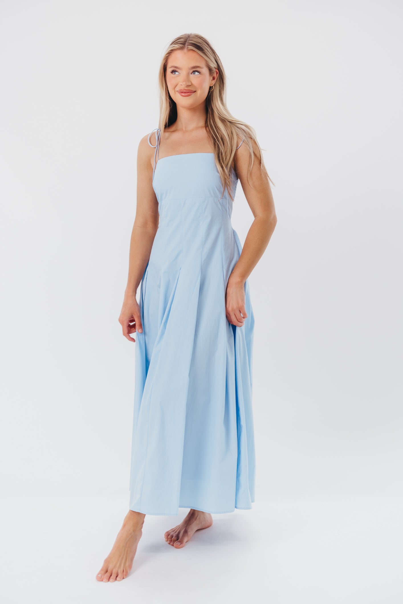 Jasmine Maxi Dress with Bandeau Neckline in Blue