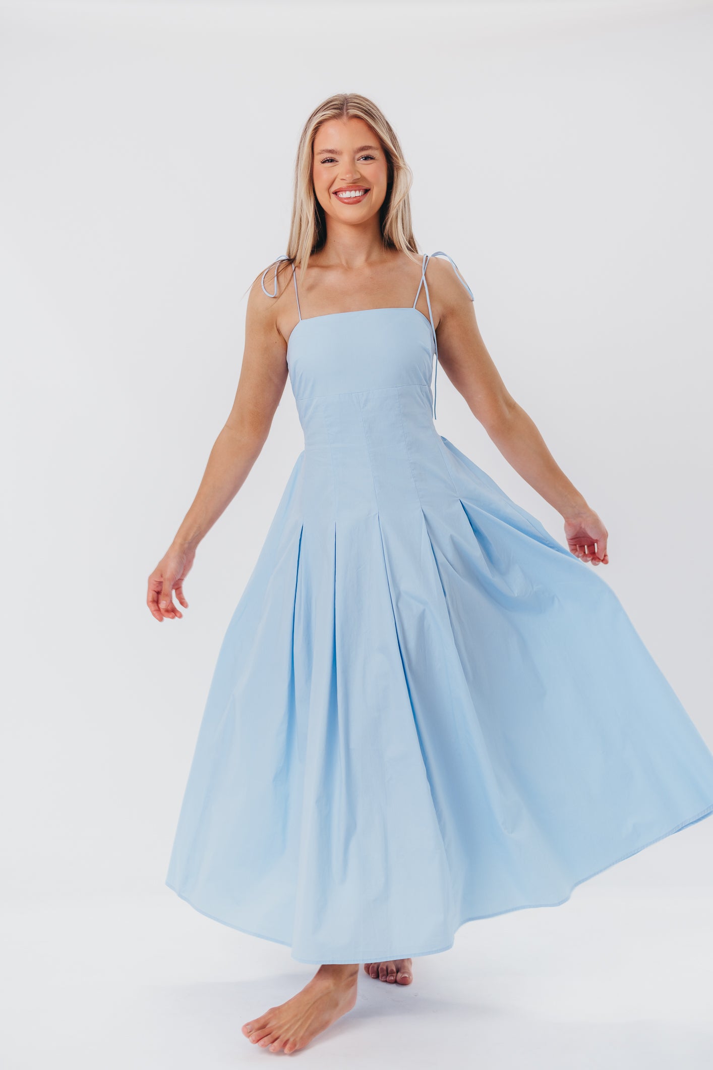 Jasmine Maxi Dress with Bandeau Neckline in Blue