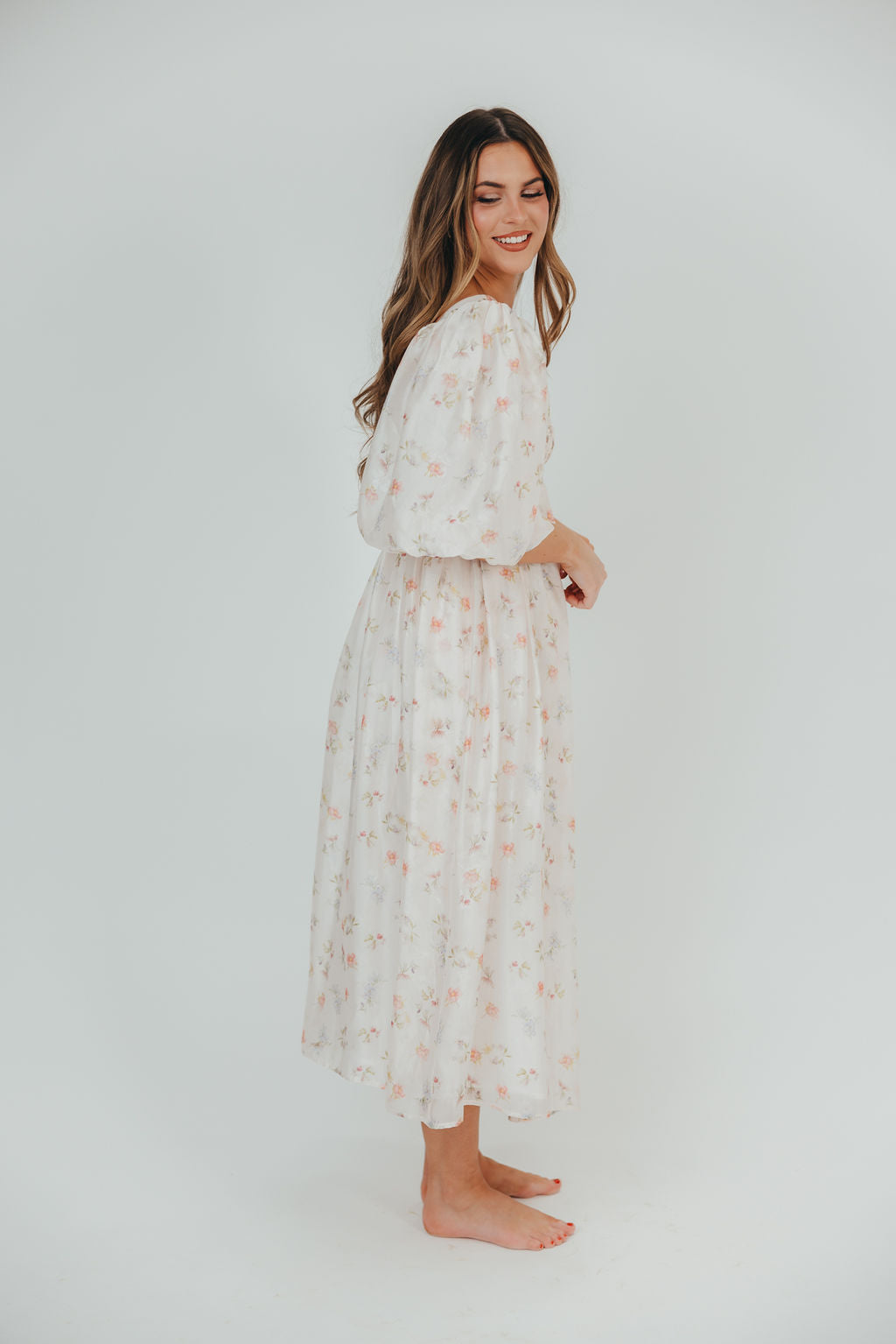 Harlow Maxi Dress in Tiny Pink Floral - Bump Friendly & Inclusive Sizi ...