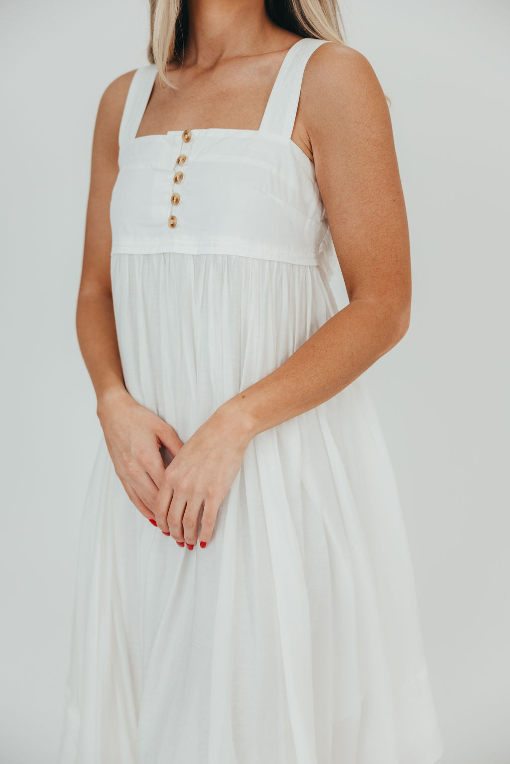 Ariella Sleeveless Midi Dress in Off-White