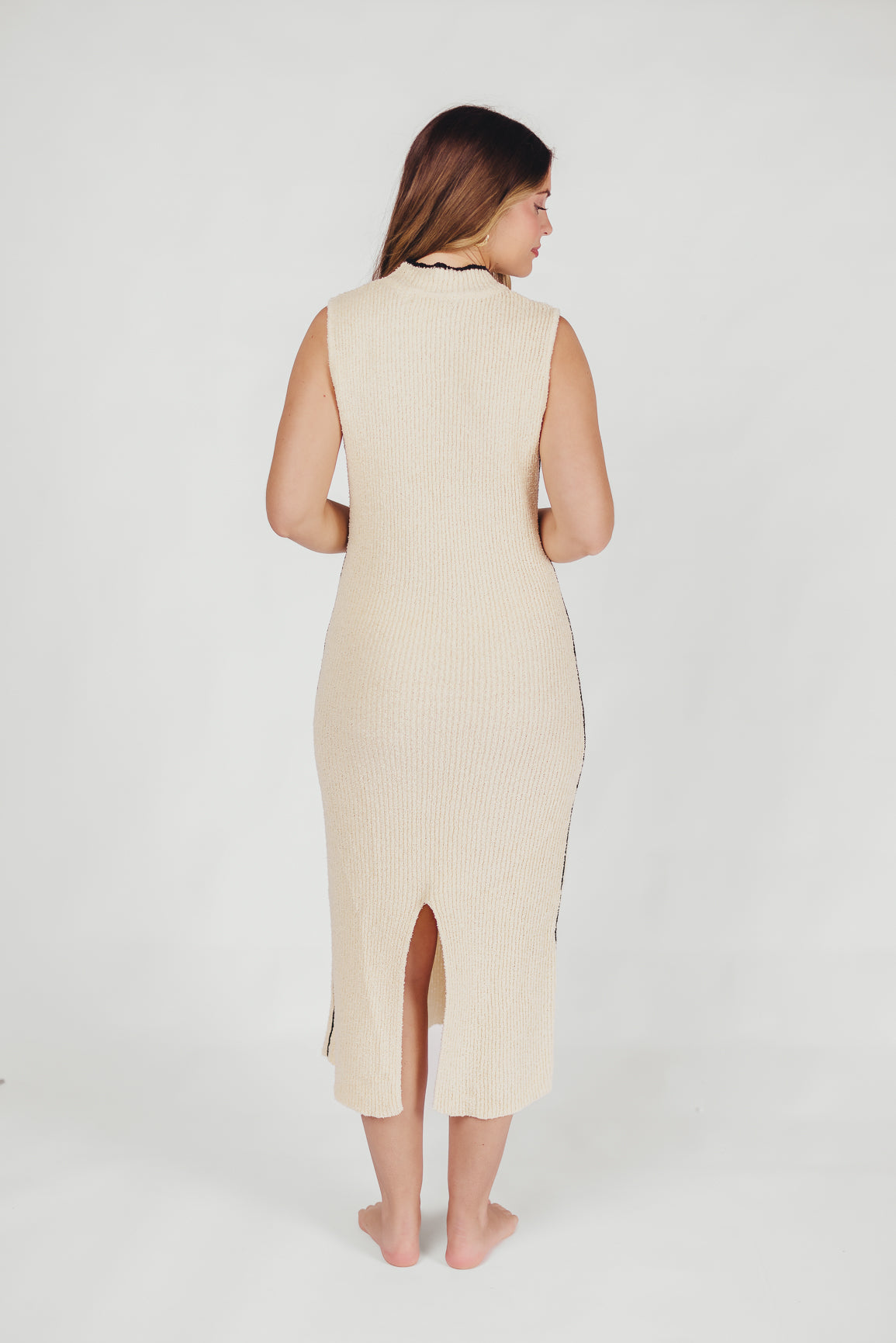Maureen Textured Ribbed Knit Maxi Dress in Cream