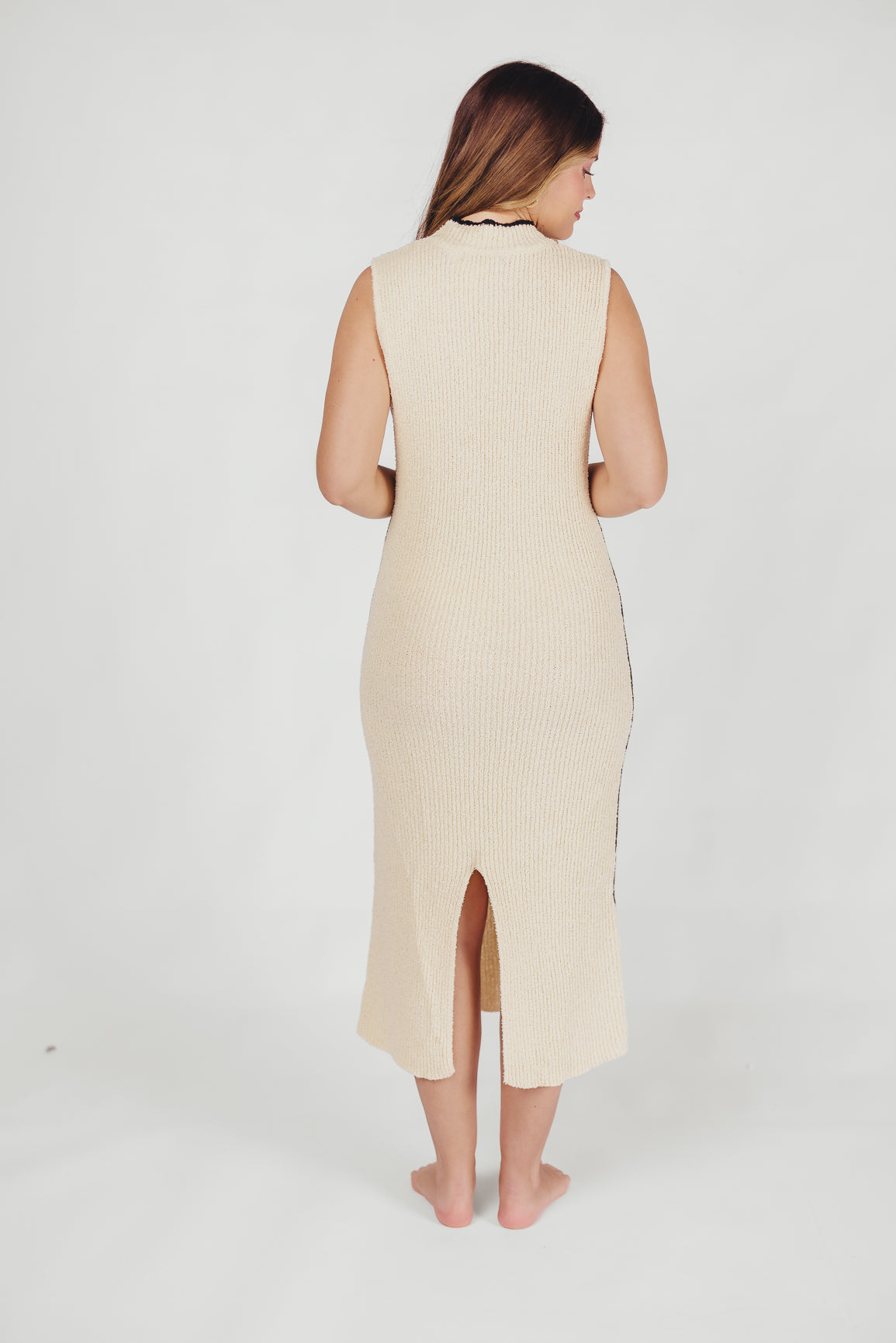 Maureen Textured Ribbed Knit Maxi Dress in Cream