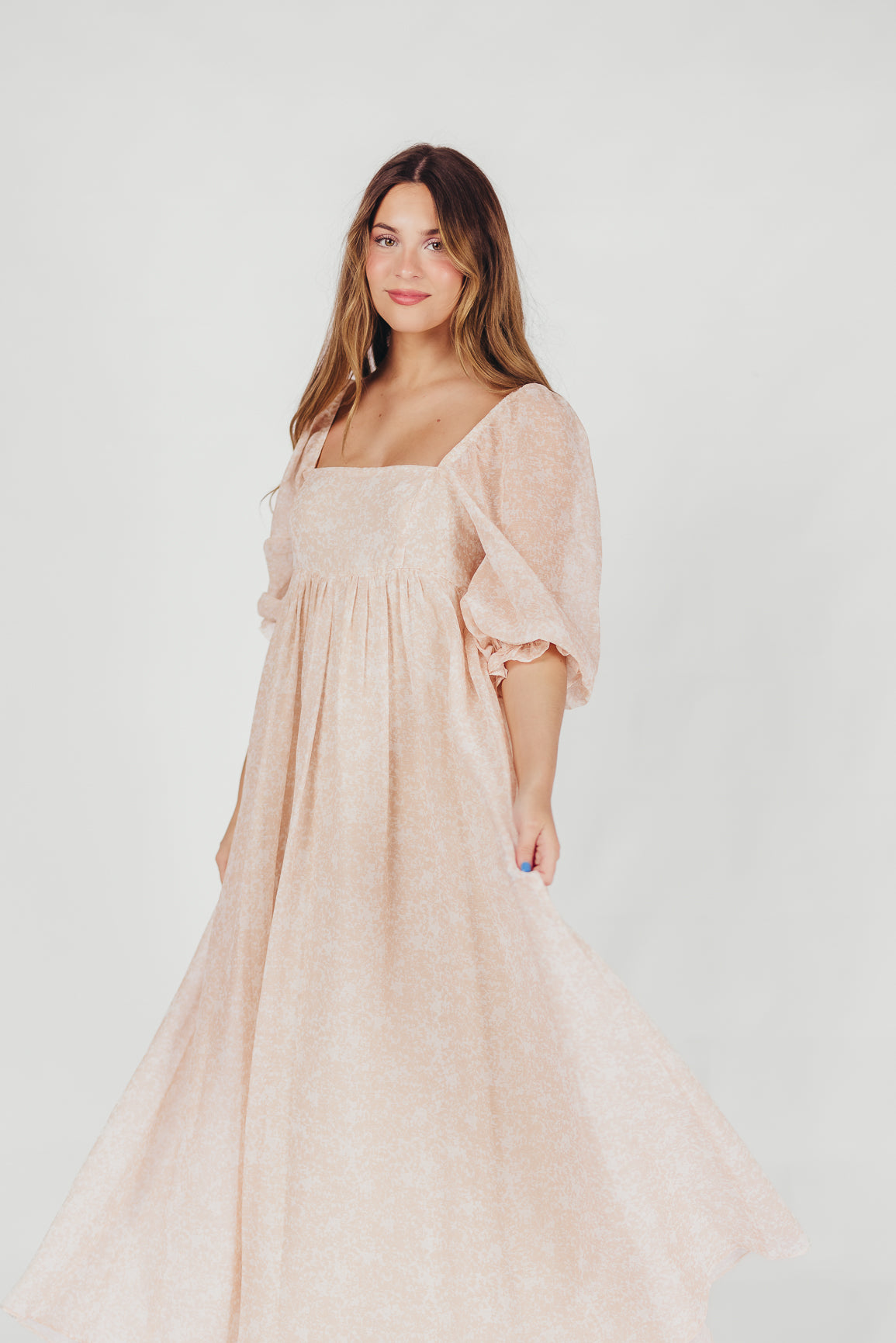 *New* Mona Maxi Dress with Smocking in Light Peach - Bump Friendly & Inclusive Sizing (S-3XL)