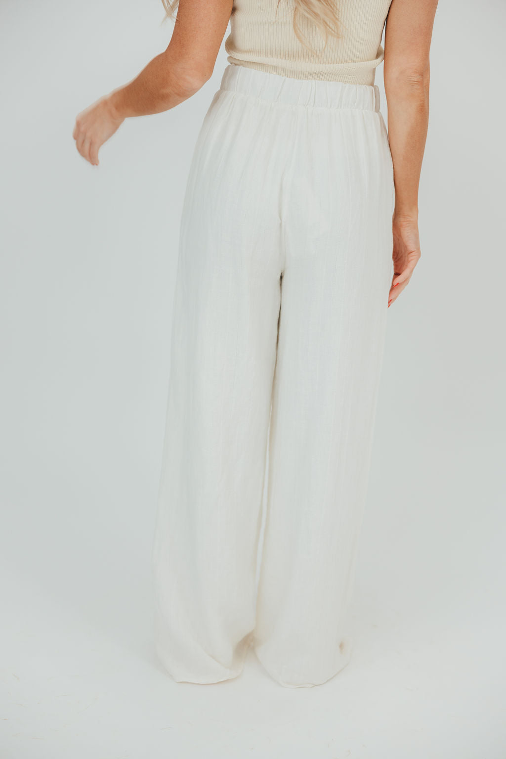 Loretta 100% Linen Pant in Off-White