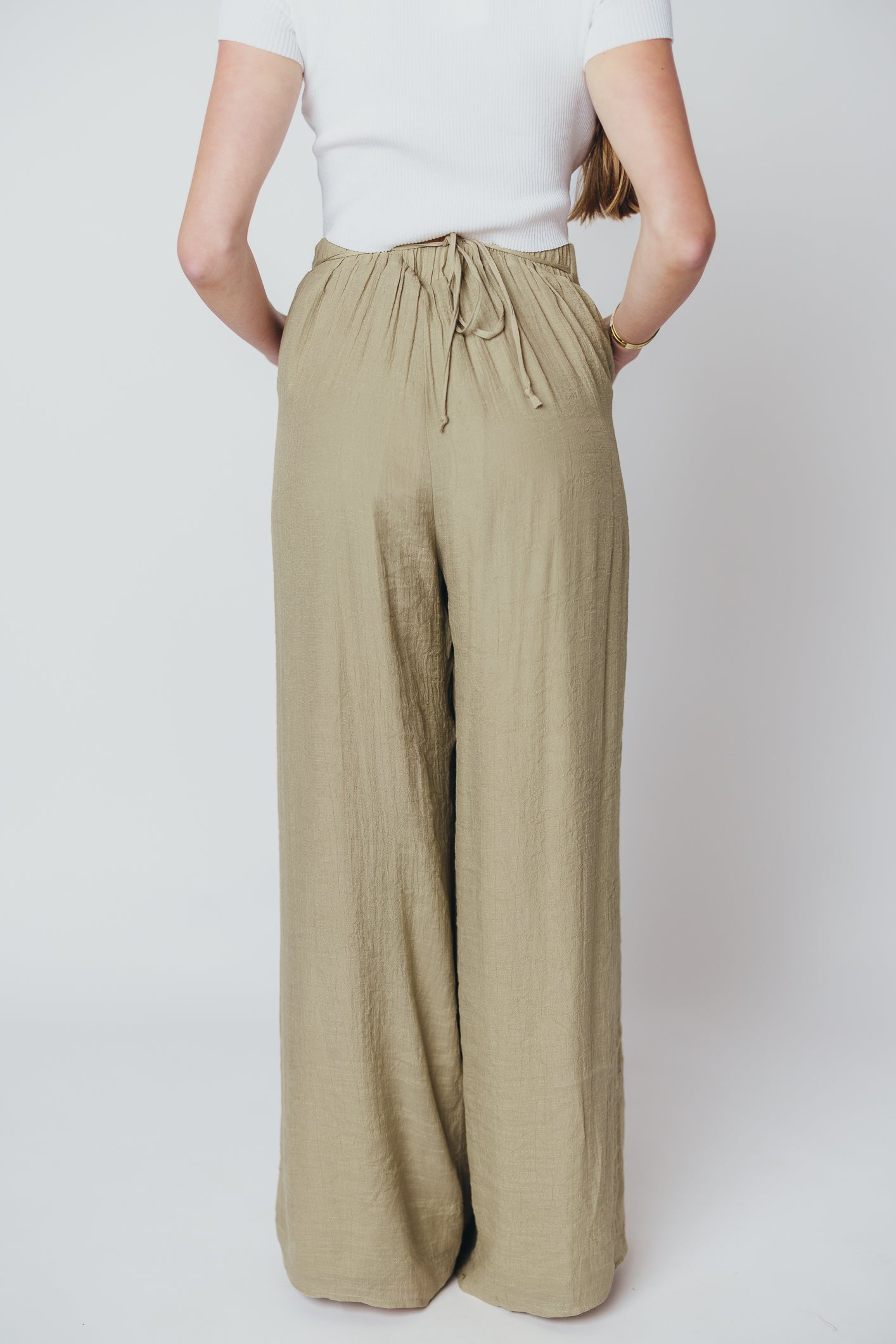 Smooth Sailing Wide Leg Pants in Khaki Olive