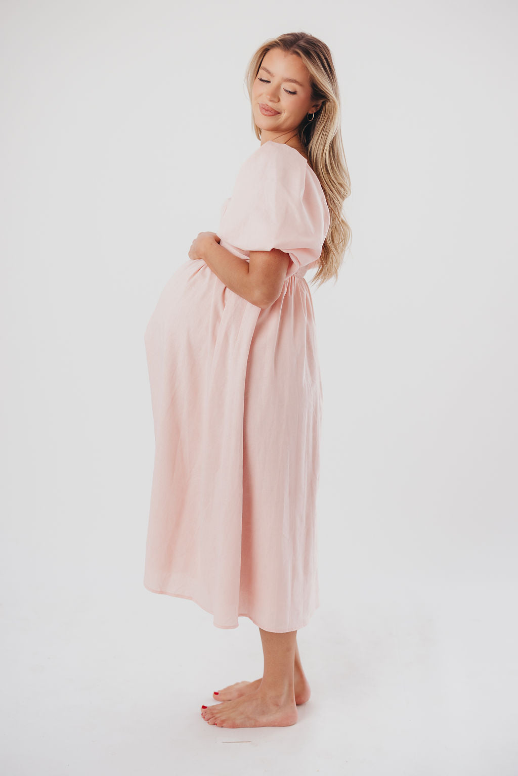 Hamilton Midi Dress in Pink - Bump Friendly (S-XL) PRE-ORDER