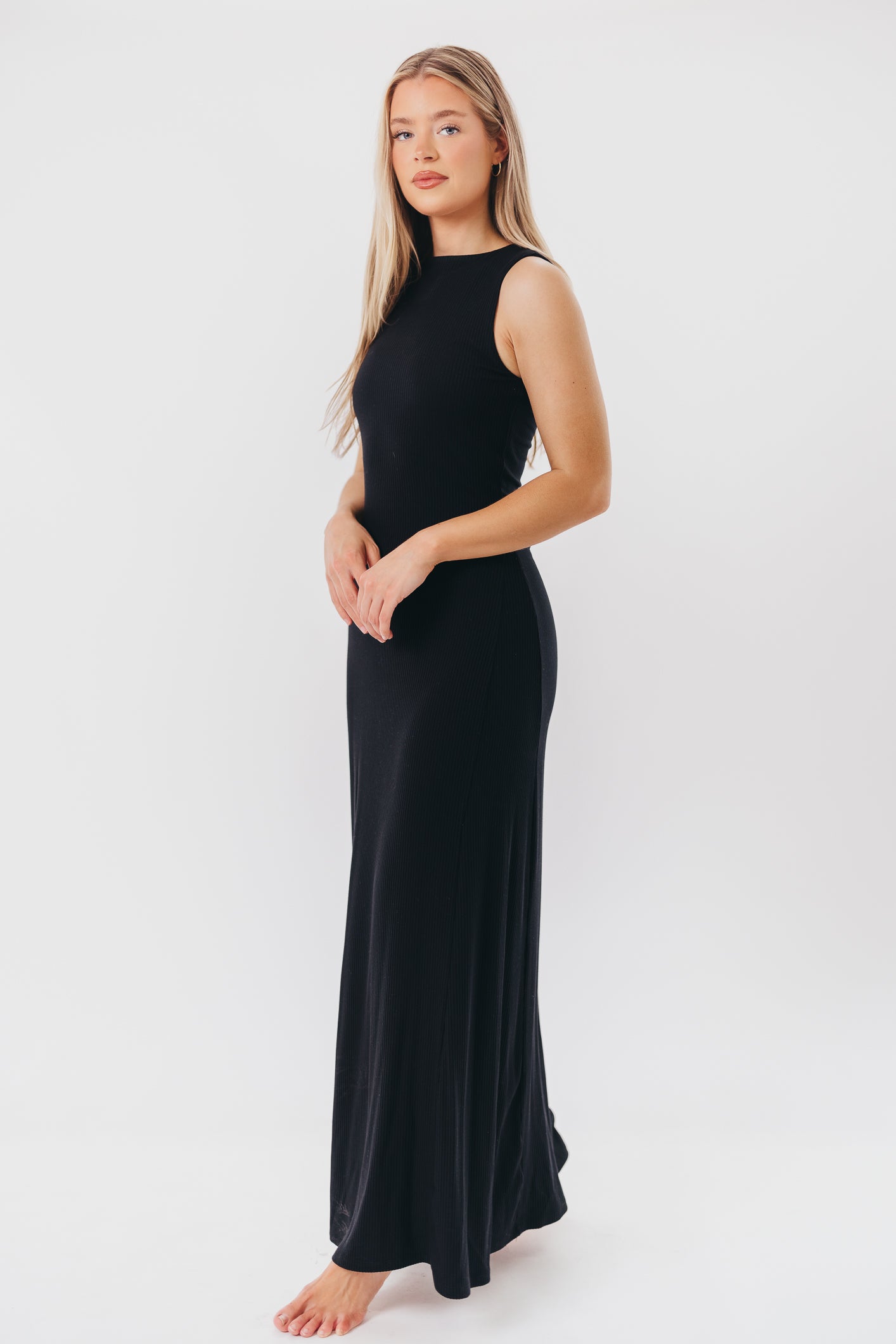 Leighton Knit Maxi Dress in Black