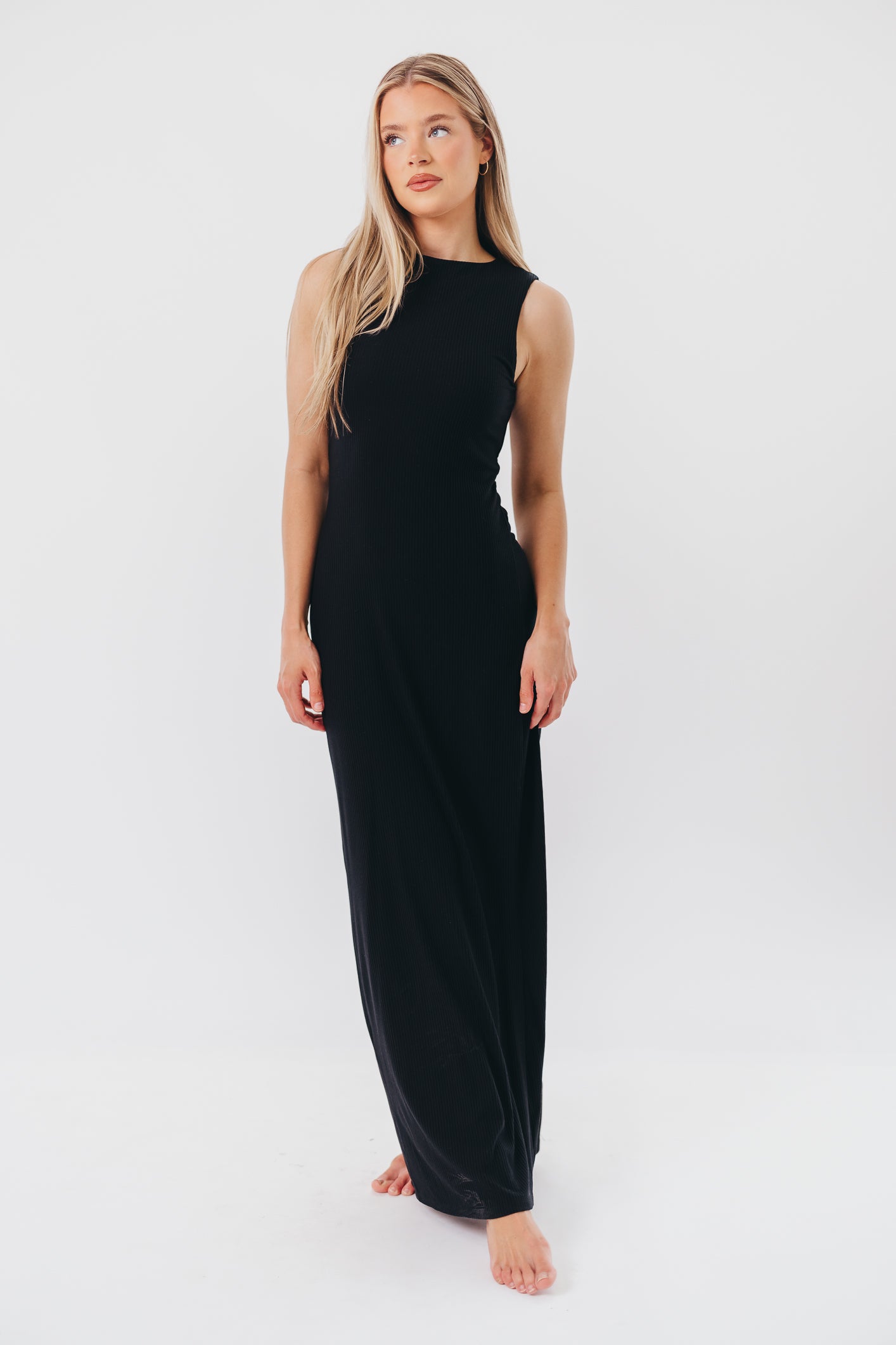 Leighton Knit Maxi Dress in Black