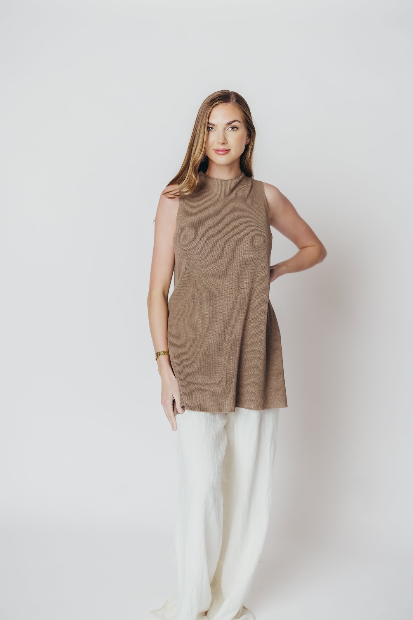 Nora Knit Tank in Taupe
