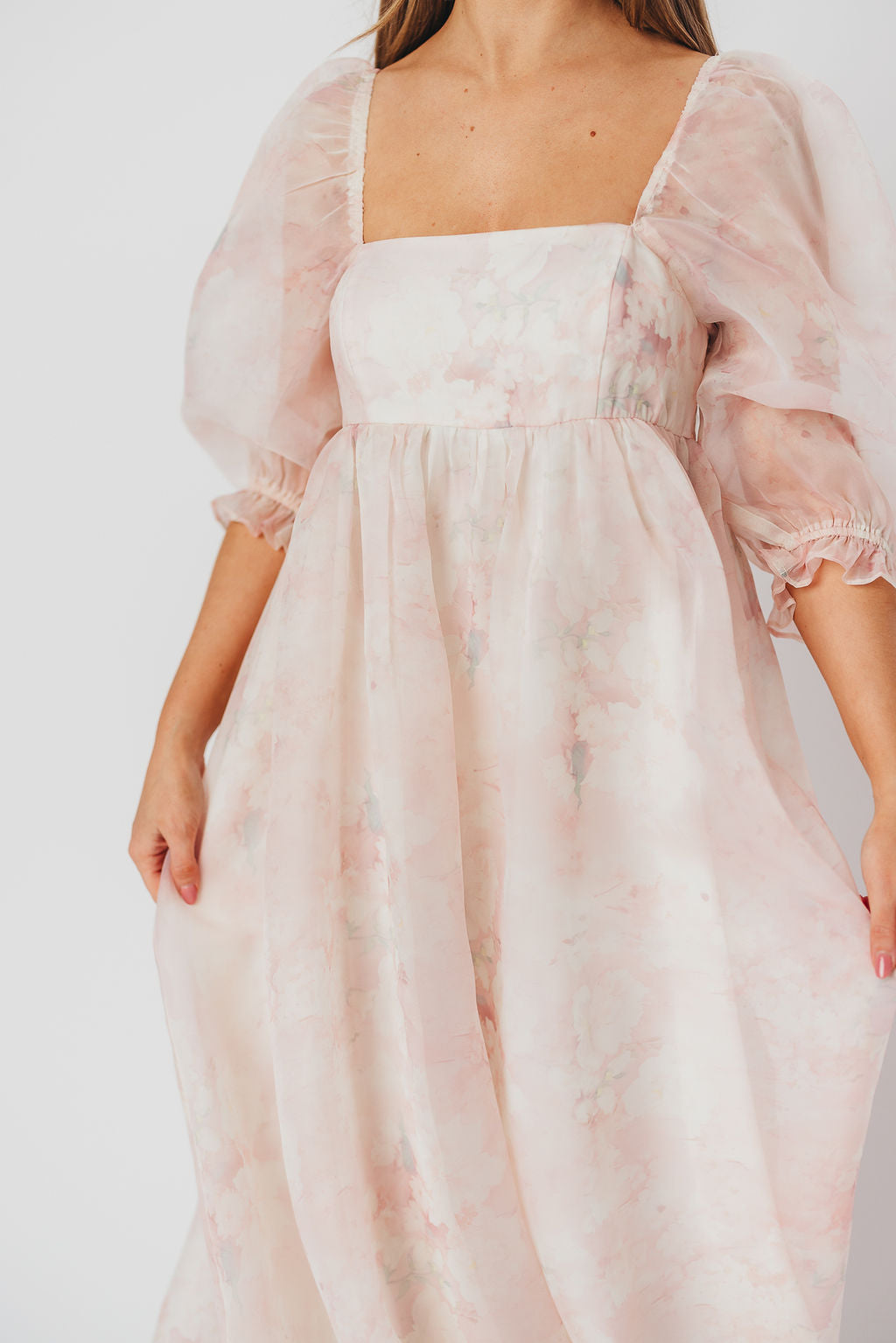 *New* Mona Maxi Dress with Smocking in Pale Pink Floral - Bump Friendly & Inclusive Sizing (S-3XL)