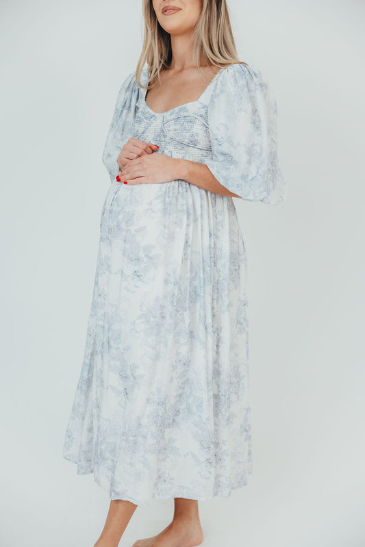 Harlow Maxi Dress in Light Blue Floral - Bump Friendly & Inclusive Sizing (S-3XL) - PRE-ORDER (5/9 SHIP)
