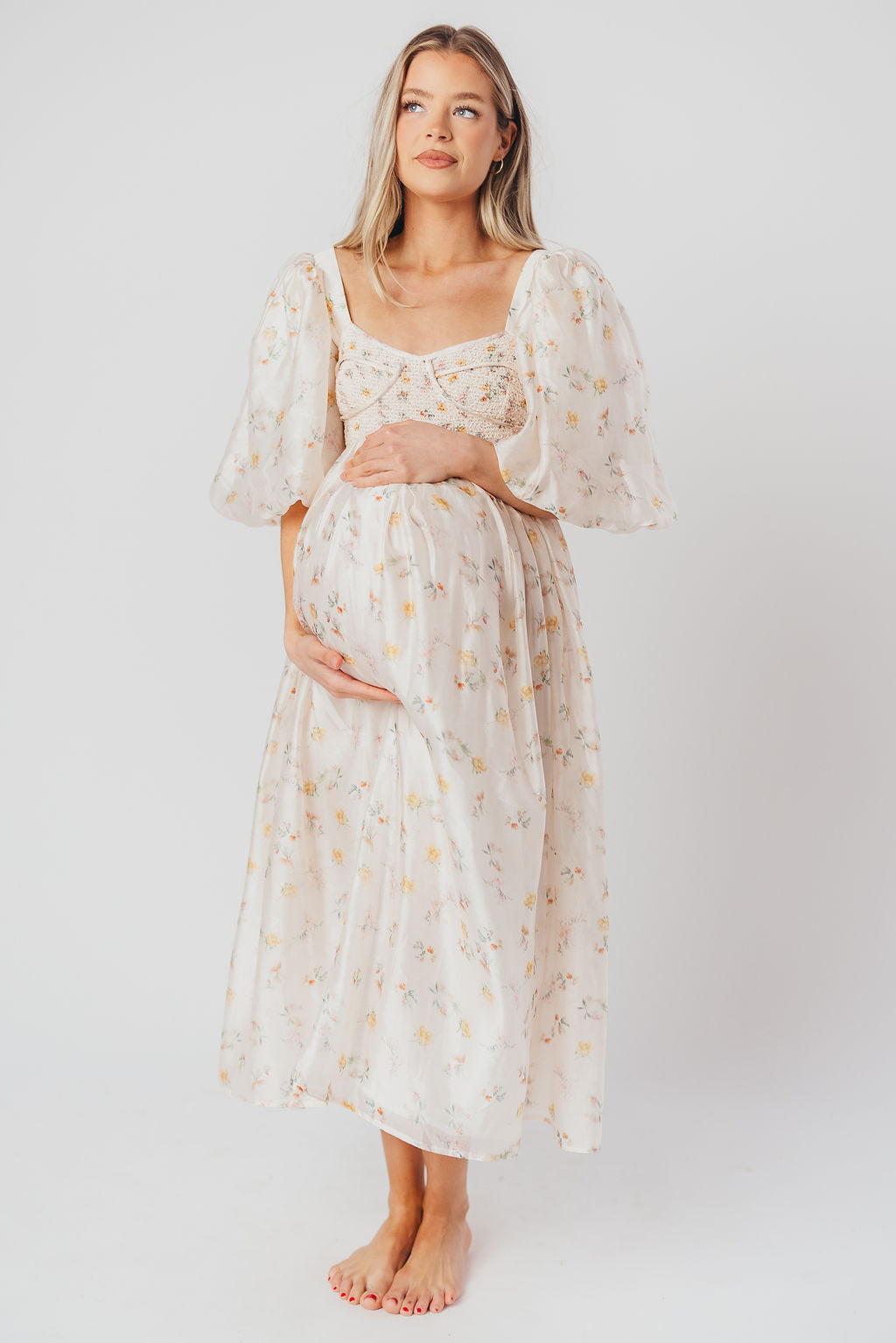 Harlow Maxi Dress in Tiny Yellow Floral - Bump Friendly & Inclusive Sizing (S-3XL)