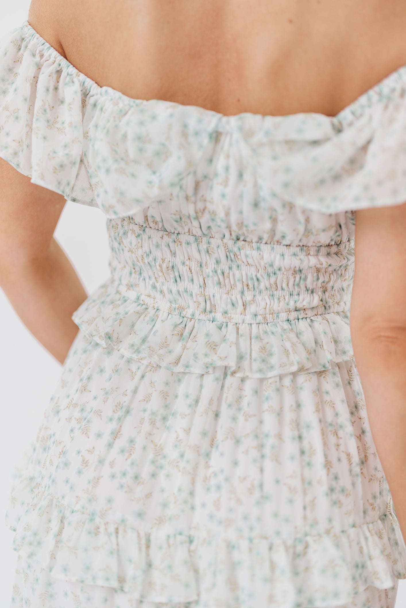 Astrid Ruffle Detail Maxi Dress in Sage Floral - Bump Friendly