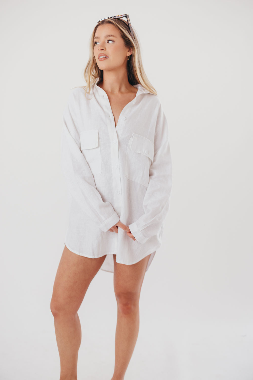 Marion 100% Cotton Oversized Shirt in White