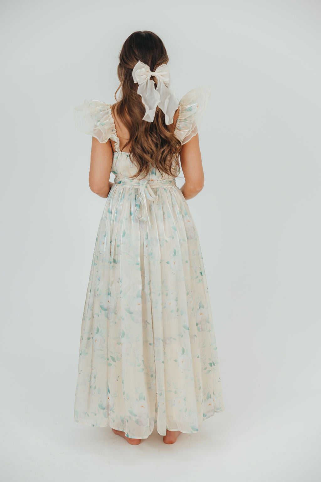 Lucy Organza Maxi Dress in Cream Floral