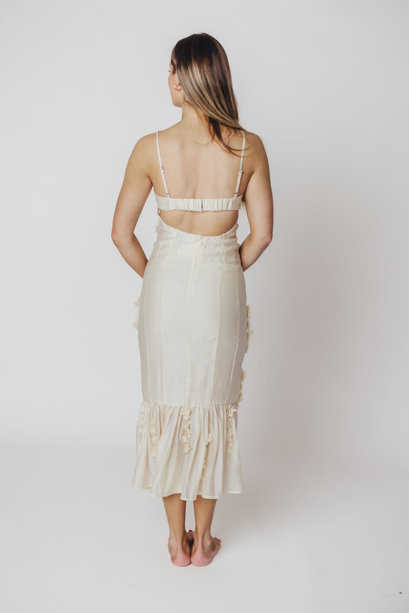 Jennifer Mermaid Bustier Midi Dress in Cream