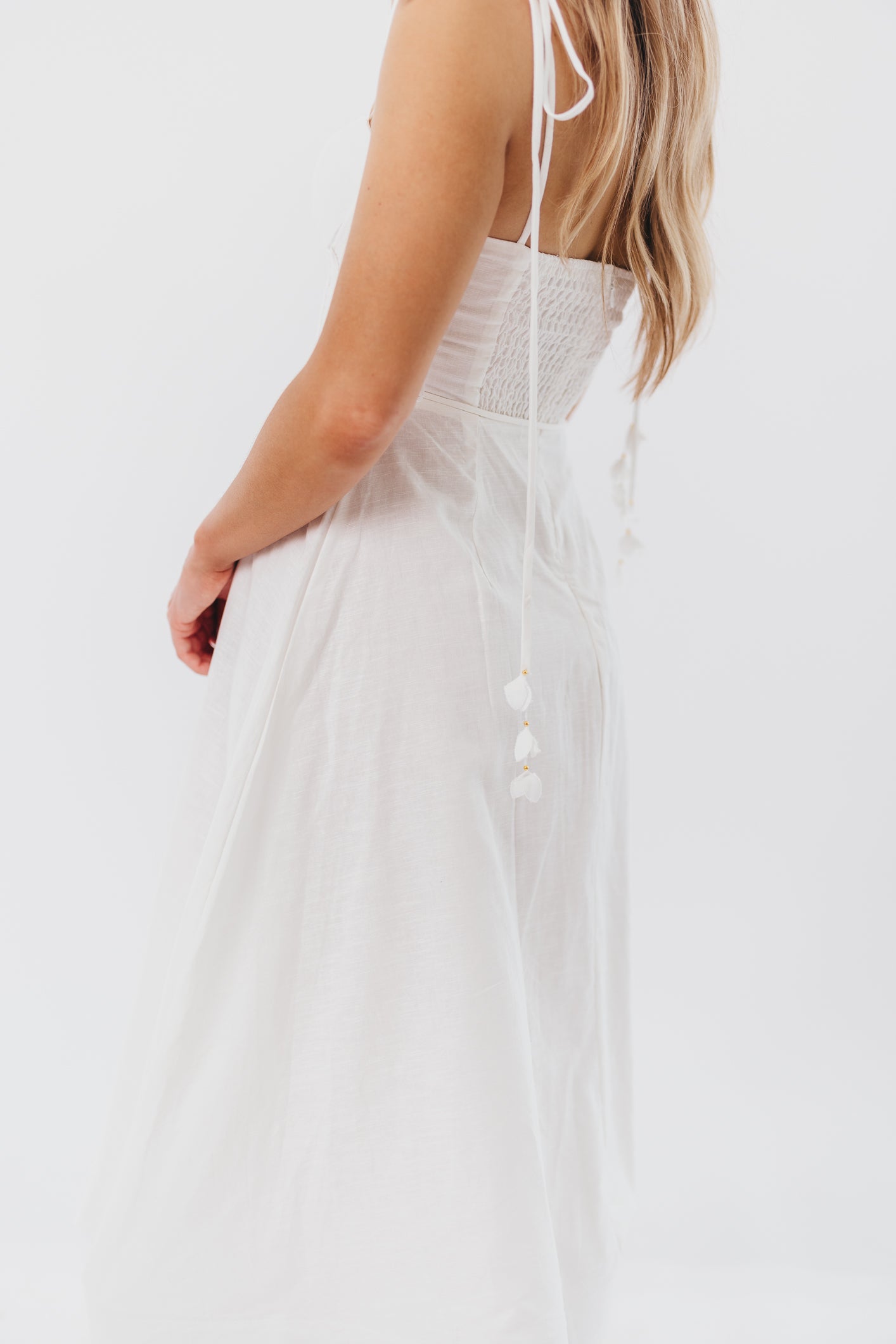 Norma Jean Bustier-Style Midi Dress in White