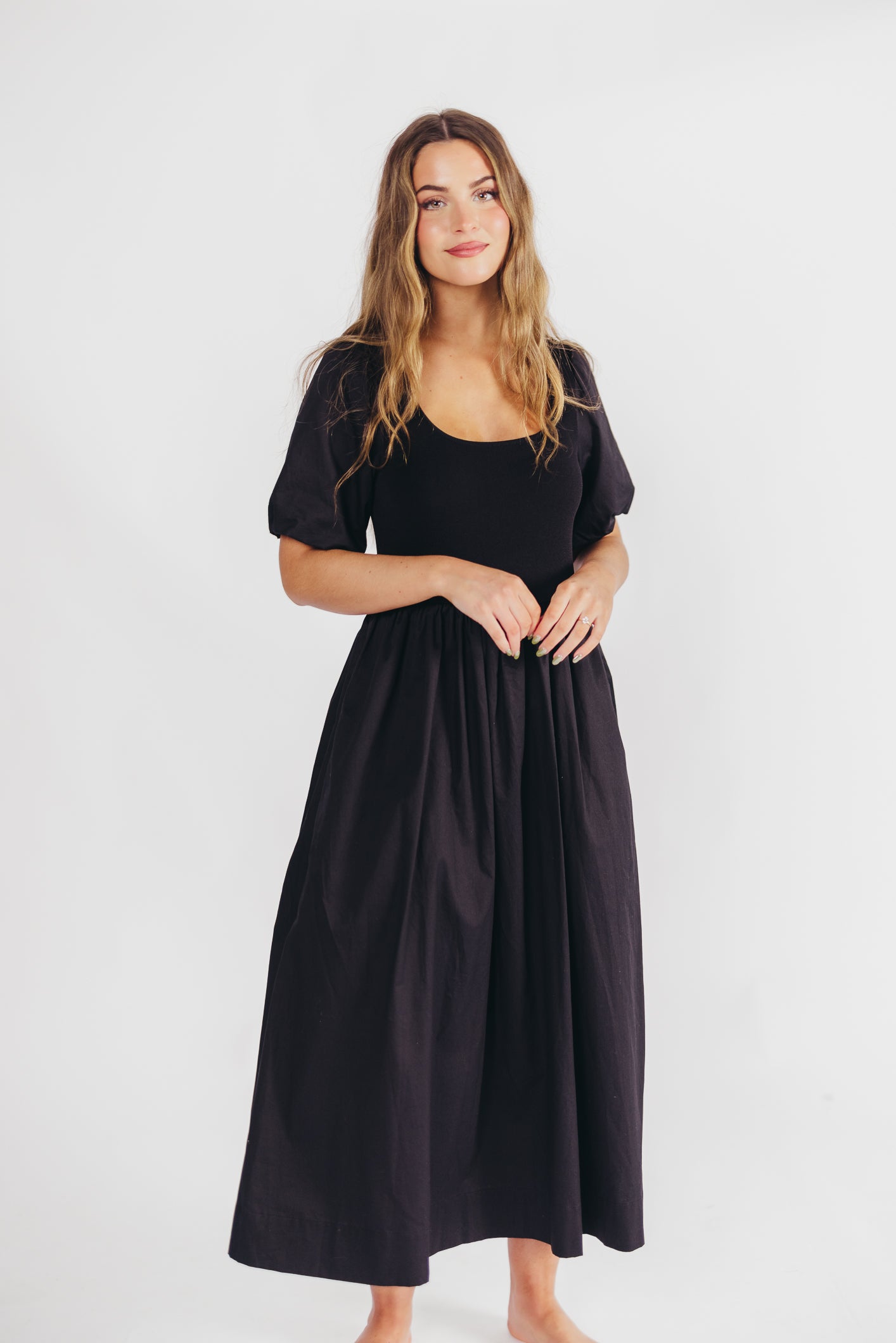 The Premium Alana Midi Dress in Black