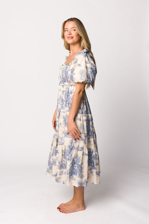 Elena Toile Print Midi Dress