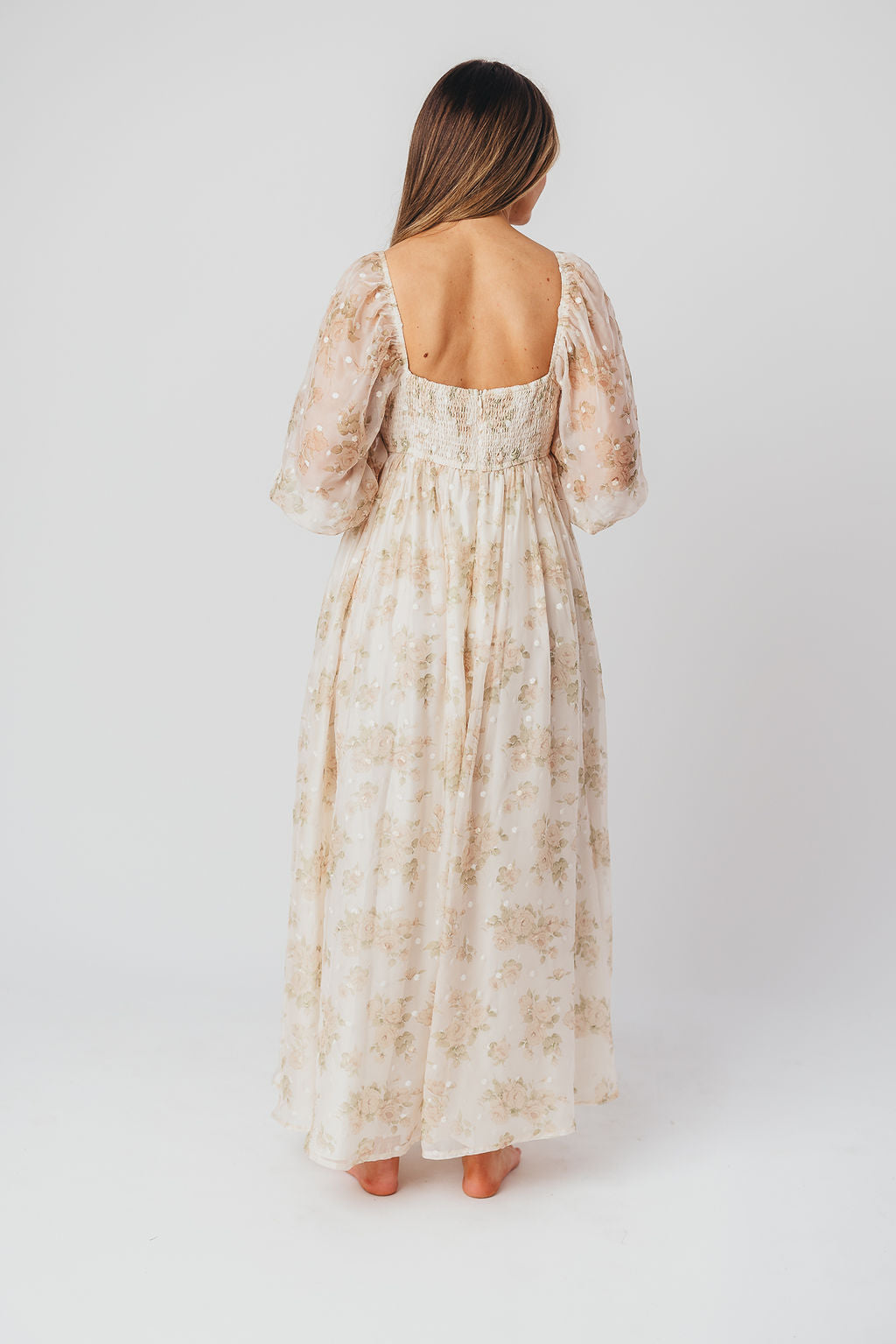 *New* Mona Maxi Dress with Smocking in Cream Floral - Bump Friendly & Inclusive Sizing (S-3XL)
