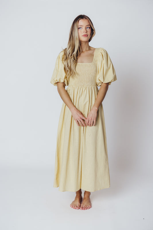 Ana Cotton & Linen Midi Dress in Vanilla (XS-XL)