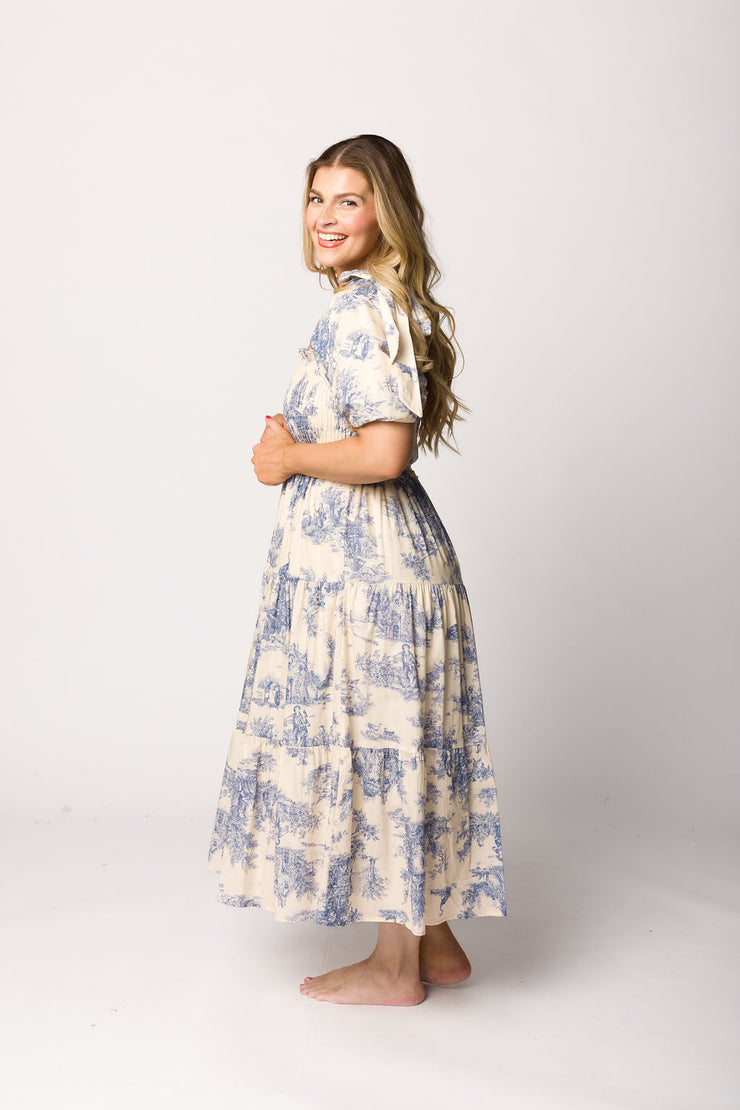 Elena And Elia's Blue With Roses Classics Smocked Collared Bubble main image 0