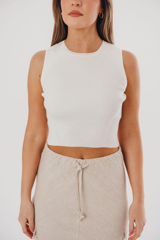 Leslie Knit Sweater Top in White