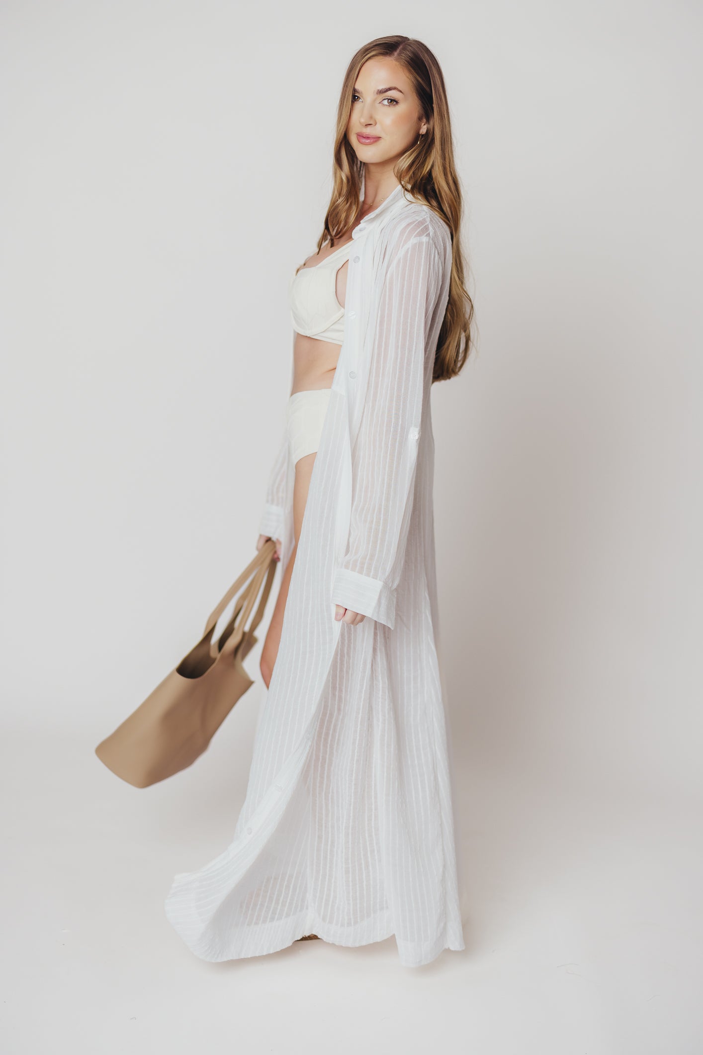 Ready to Resort Button-Down Maxi Dress in Off-White