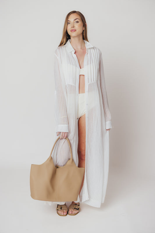 Ready to Resort Button-Down Maxi Dress in Off-White