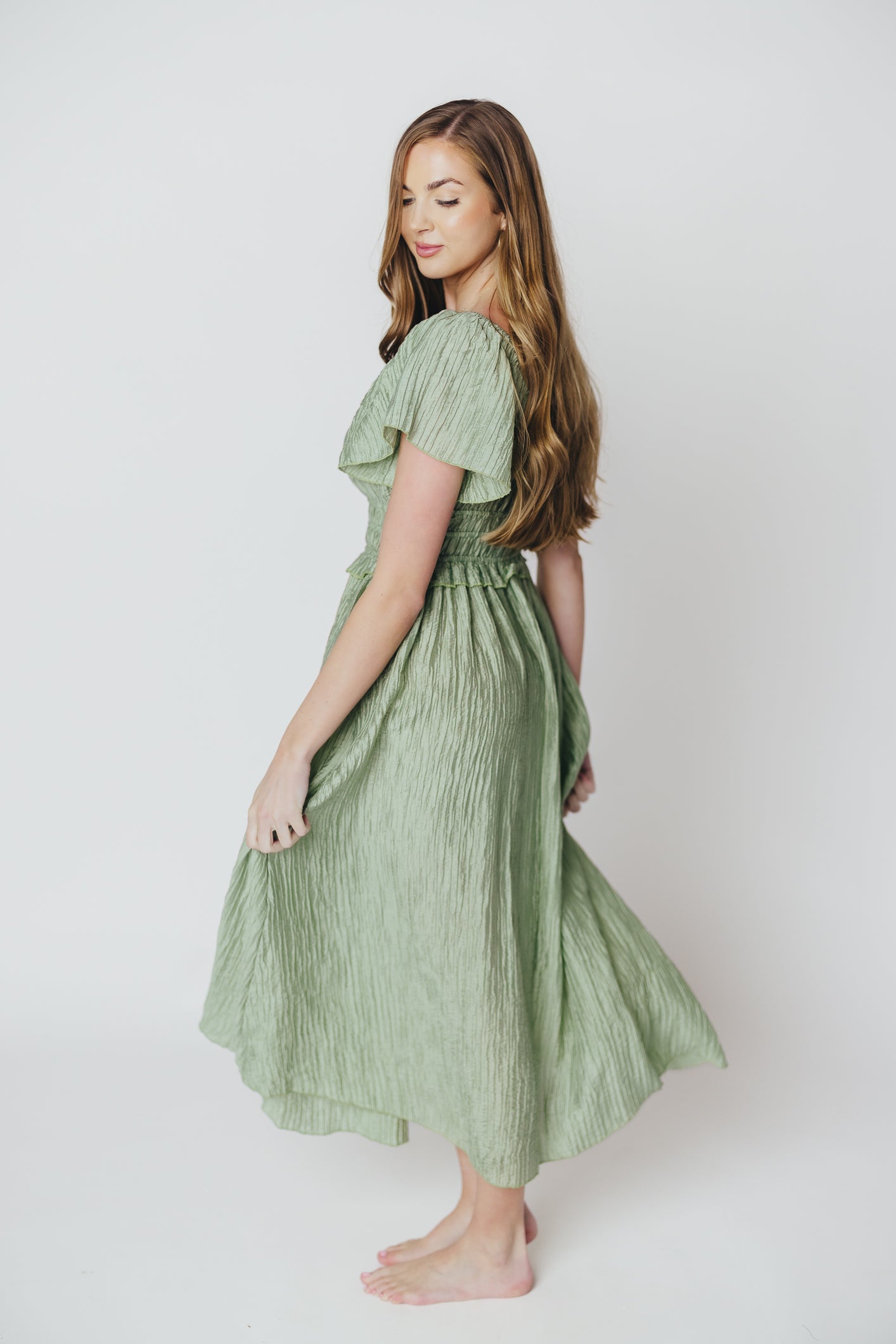 Greta Midi Dress in Green - Inclusive Sizing (S-3XL)