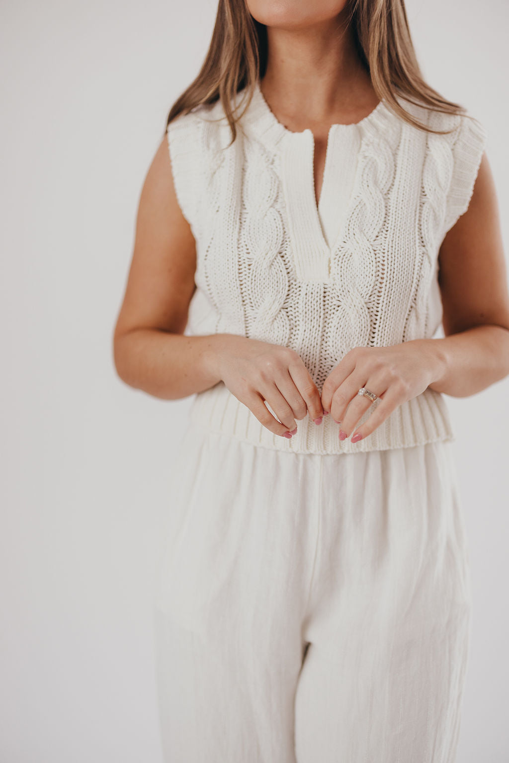 Monroe Sweater Knit Tank in White