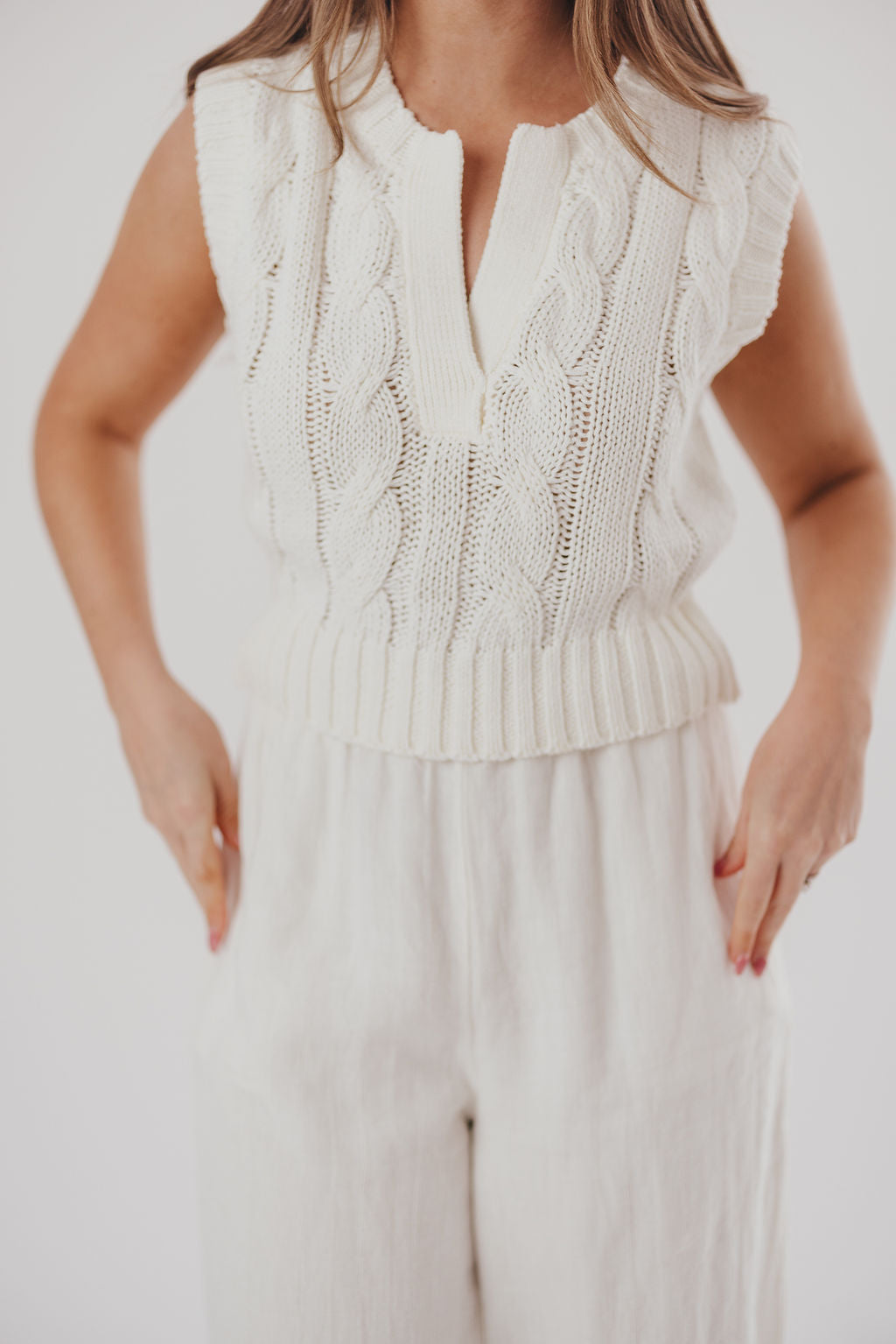 Monroe Sweater Knit Tank in White
