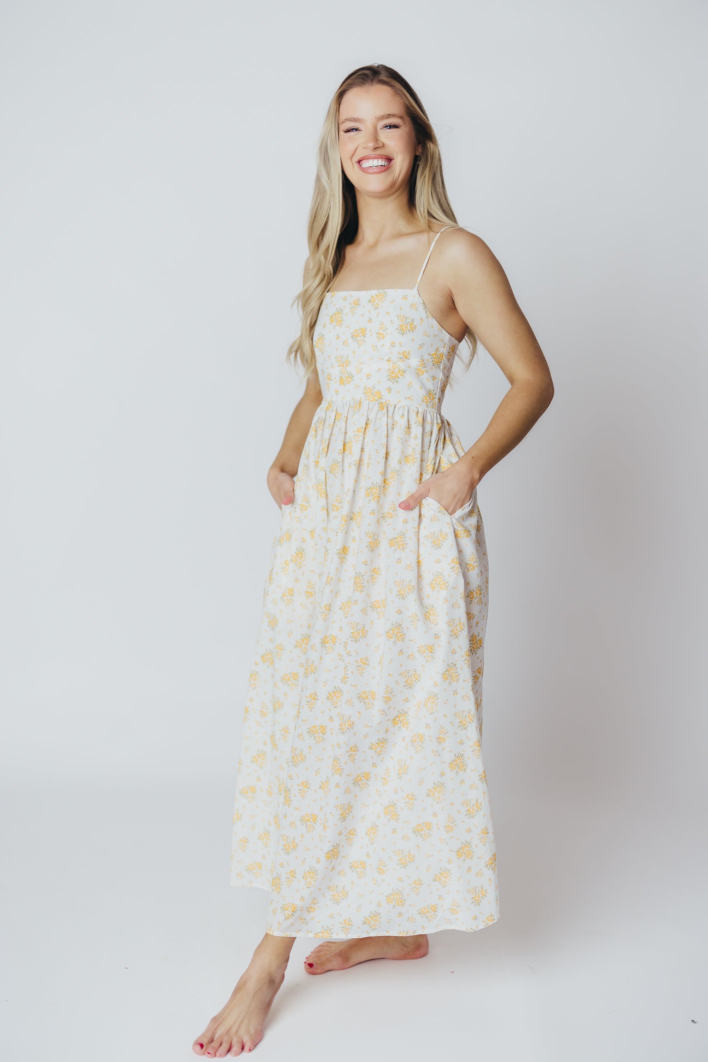 Diane Maxi Dress in White Marigold