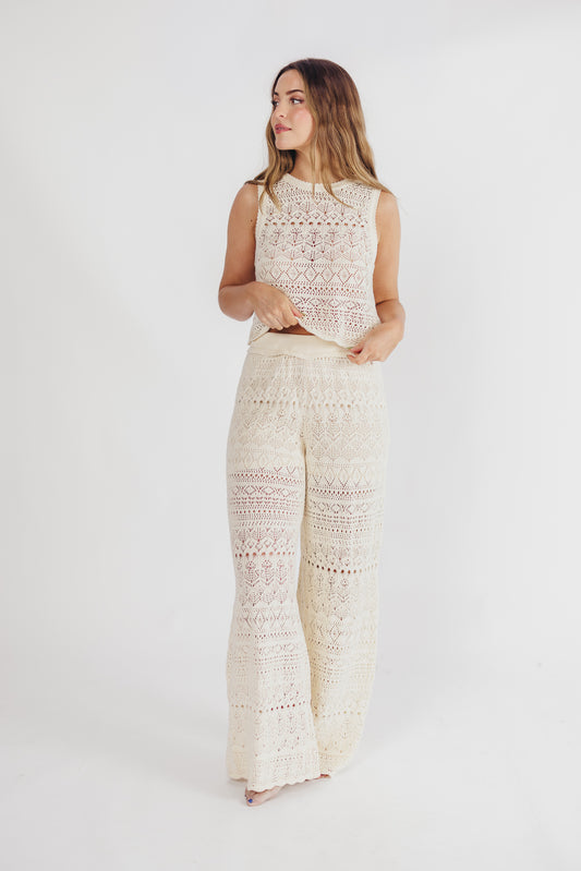 Bonnie Mix and Match Crochet Pants in Beige