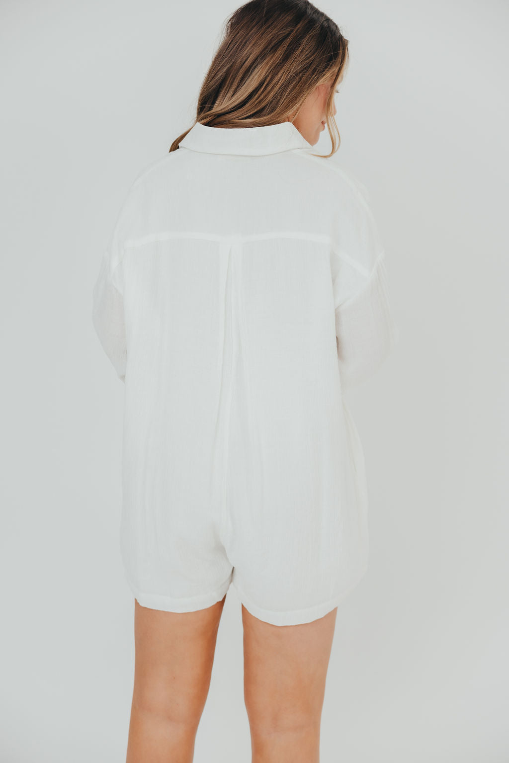 Collared Short Sleeve Gauze Romper – In Pursuit Mobile Boutique
